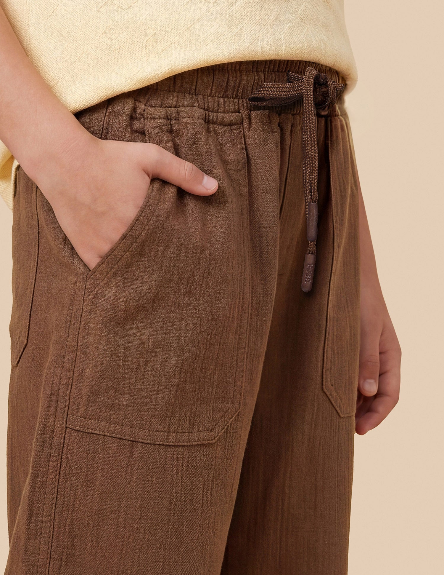 Relaxed Fit Crinkle Trousers Brown - U.S. Polo Assn. India | Large
