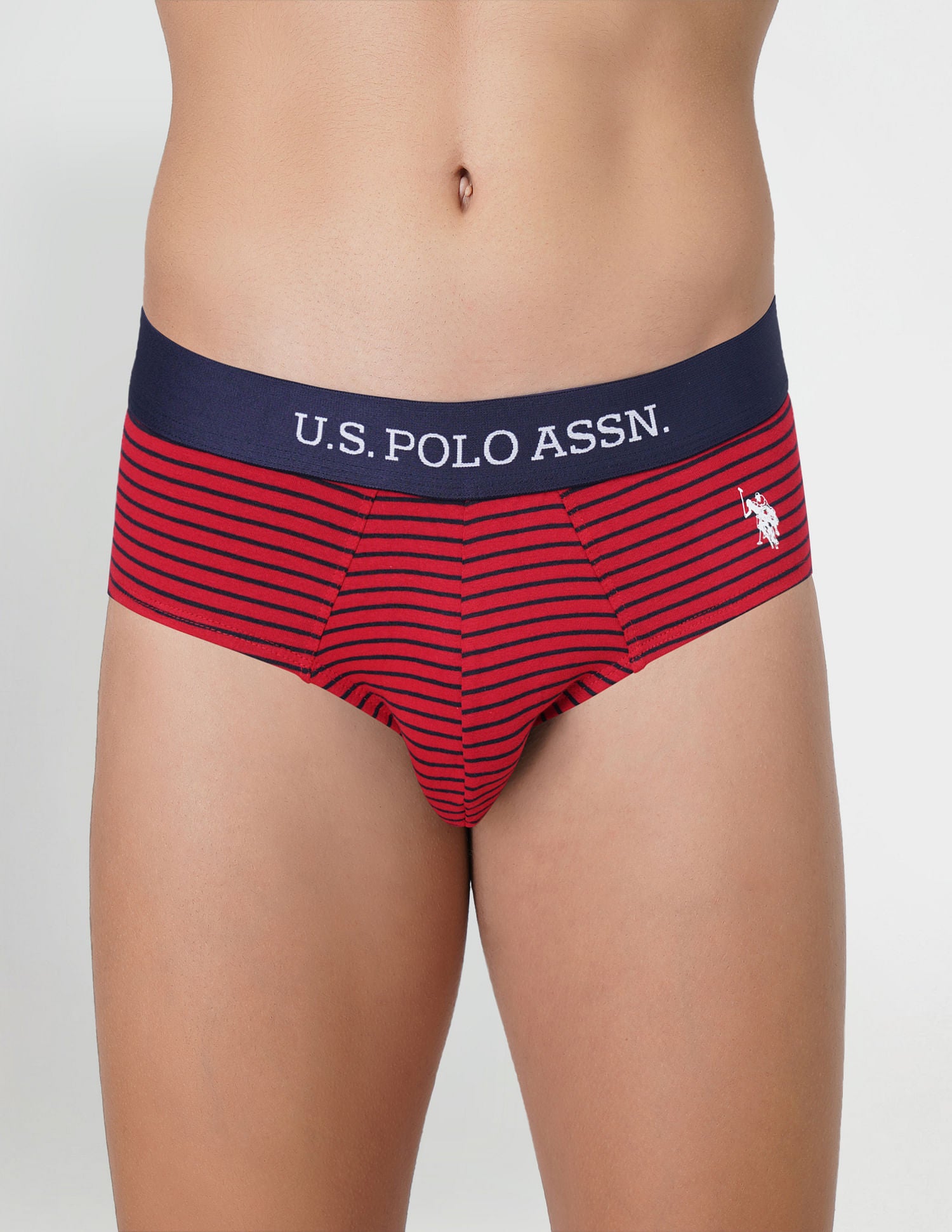 Striped Antibacterial EB005 Briefs - Pack Of 2 Dark Grey and Red - U.S. POLO ASSN. | Large