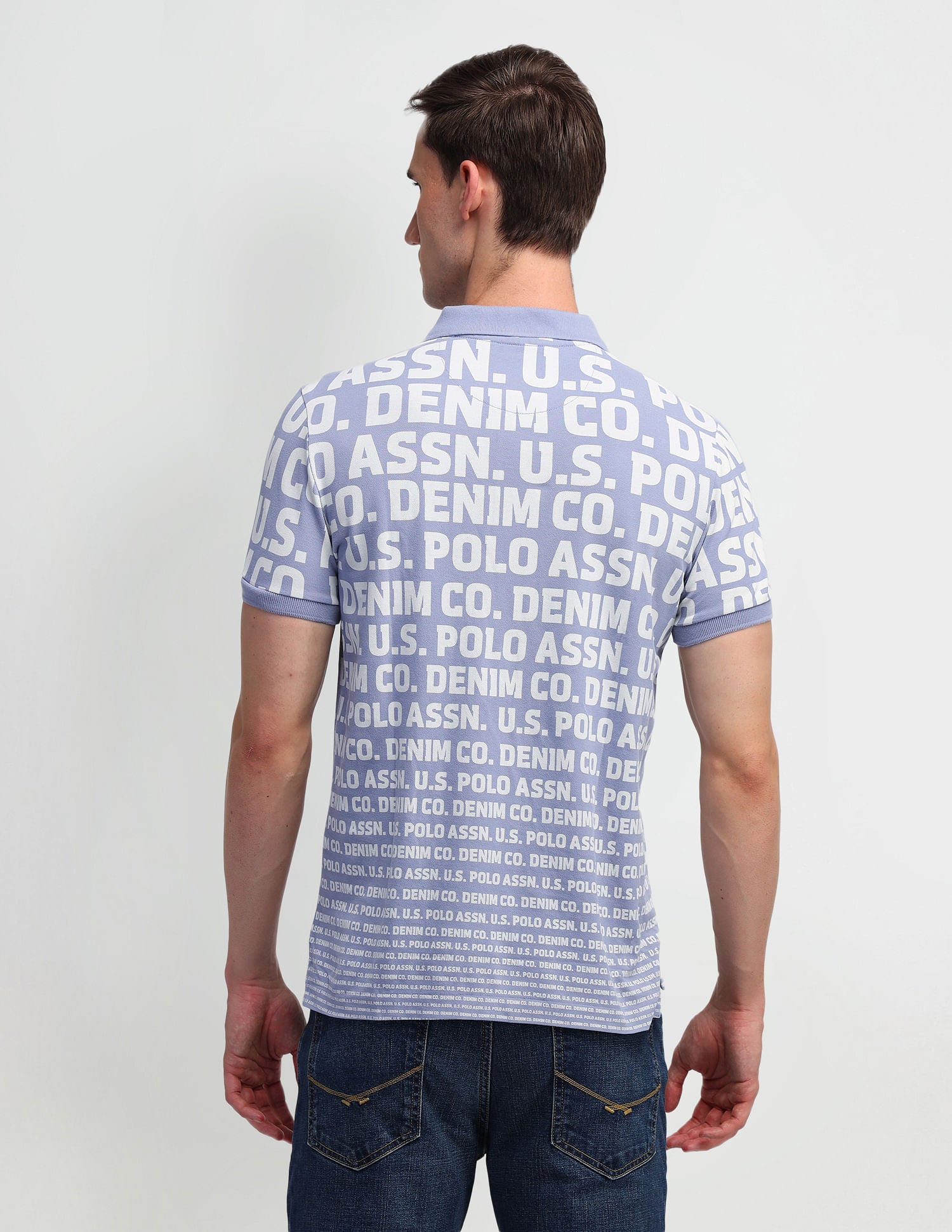 Printed Muscle Fit Polo Shirt Blue - U.S. Polo Assn. India | Large