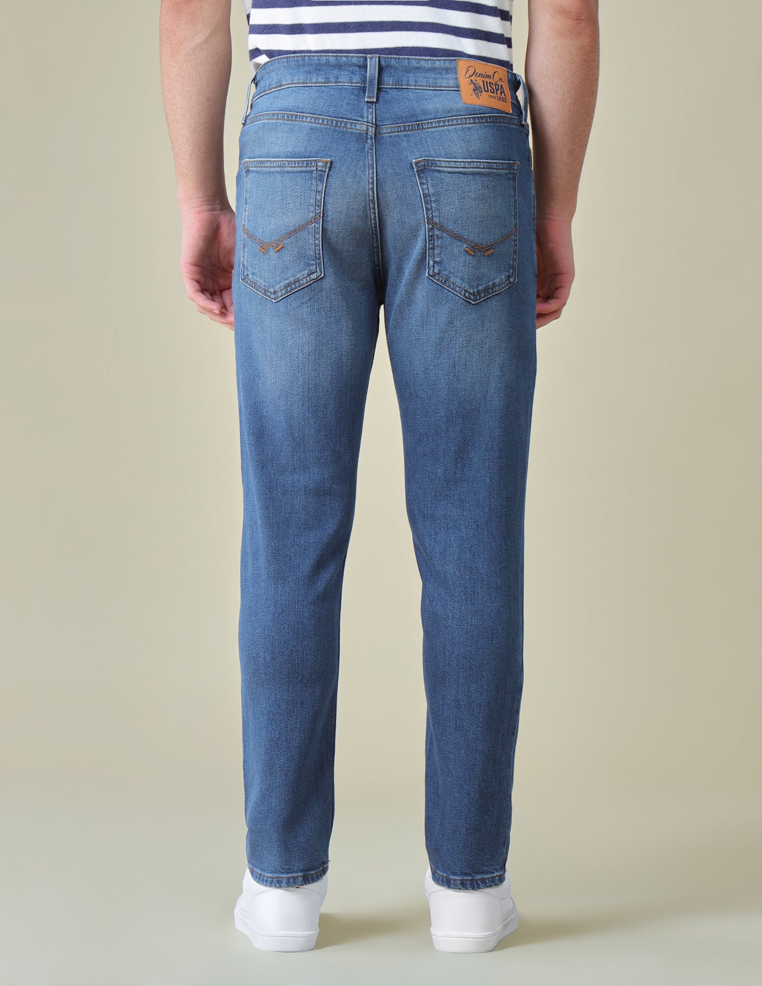 Cole Comfort Cropped Fit Blue Jeans Mid Blue - U.S. Polo Assn. India | Large