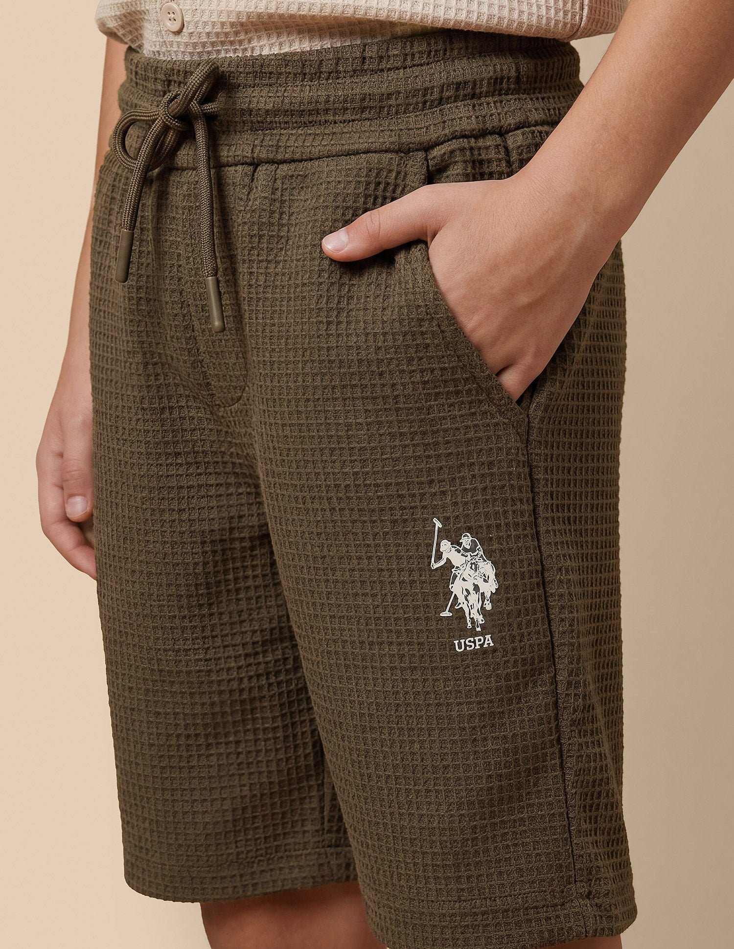 Textured Regular Fit Shorts Brown - U.S. Polo Assn. India | Large