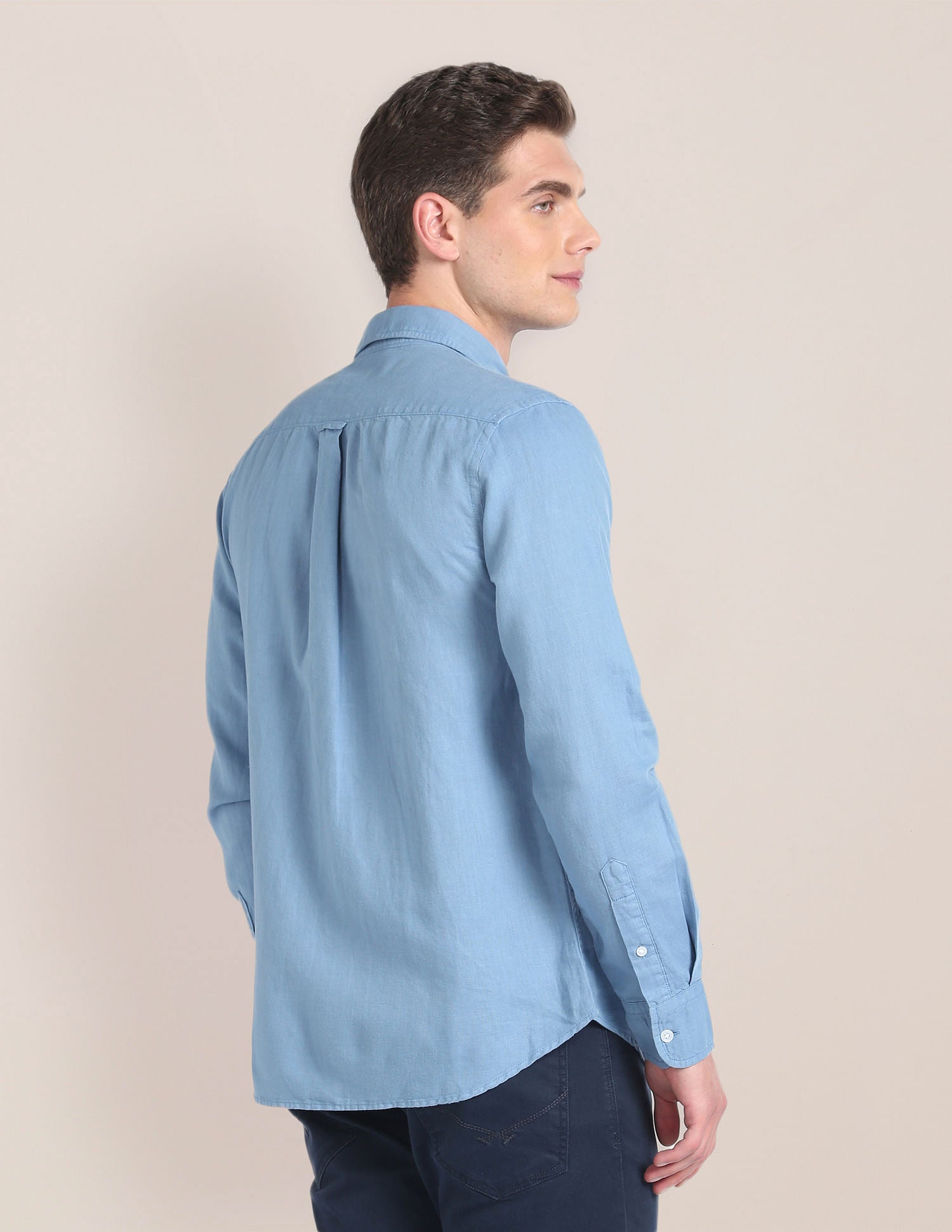 Linen Tailored Fit Shirt Blue - U.S. POLO ASSN. | Large