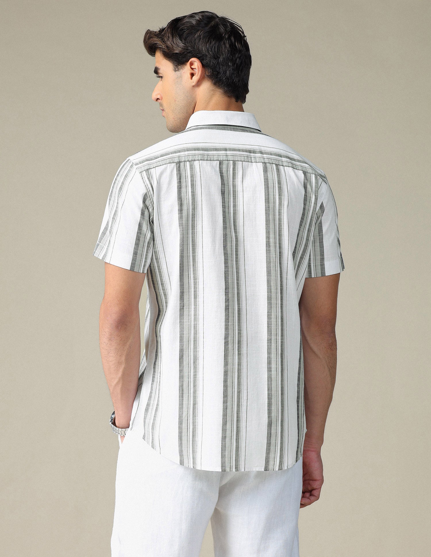 Vertical Striped Pure Cotton Shirt White - U.S. POLO ASSN. | Large