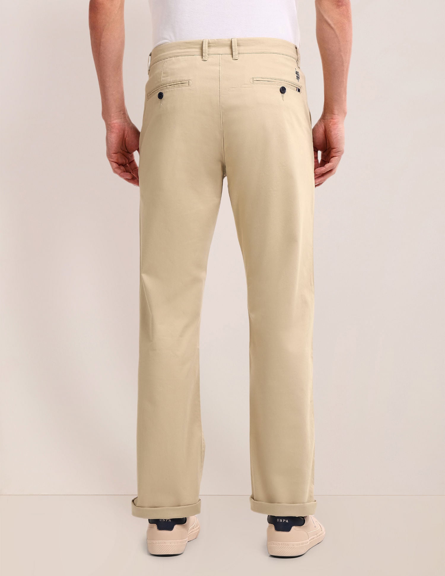 Riley Straight Solid Trousers Khaki - U.S. POLO ASSN. | Large