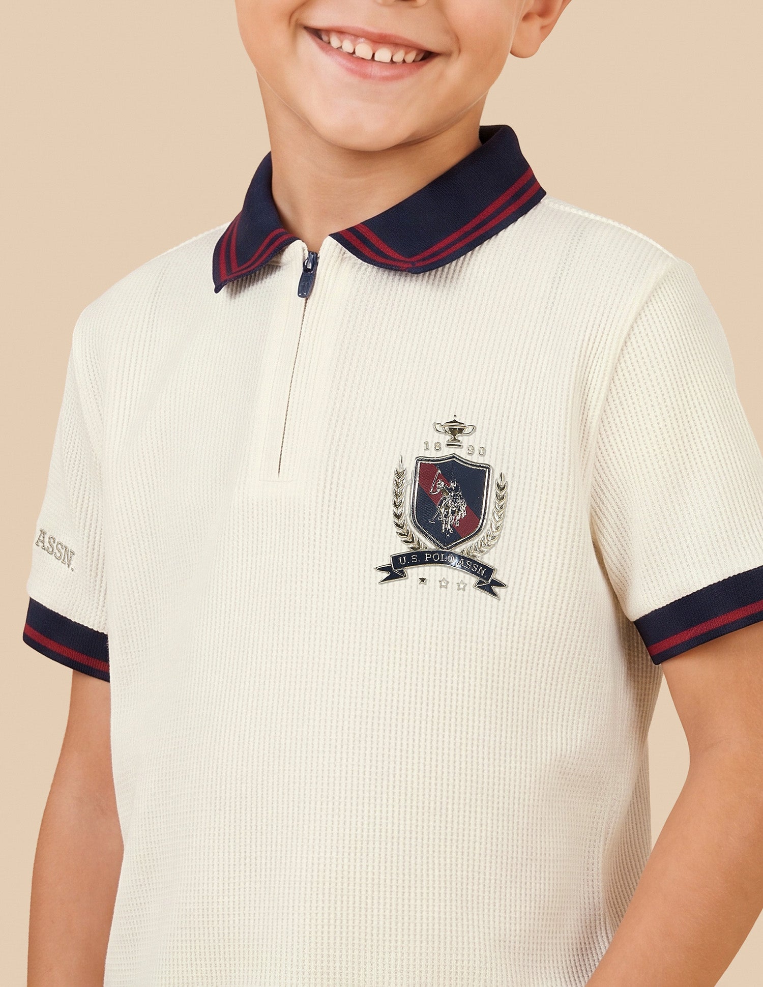 Solid Regular Fit Polo Shirt Off White - U.S. Polo Assn. India | Large