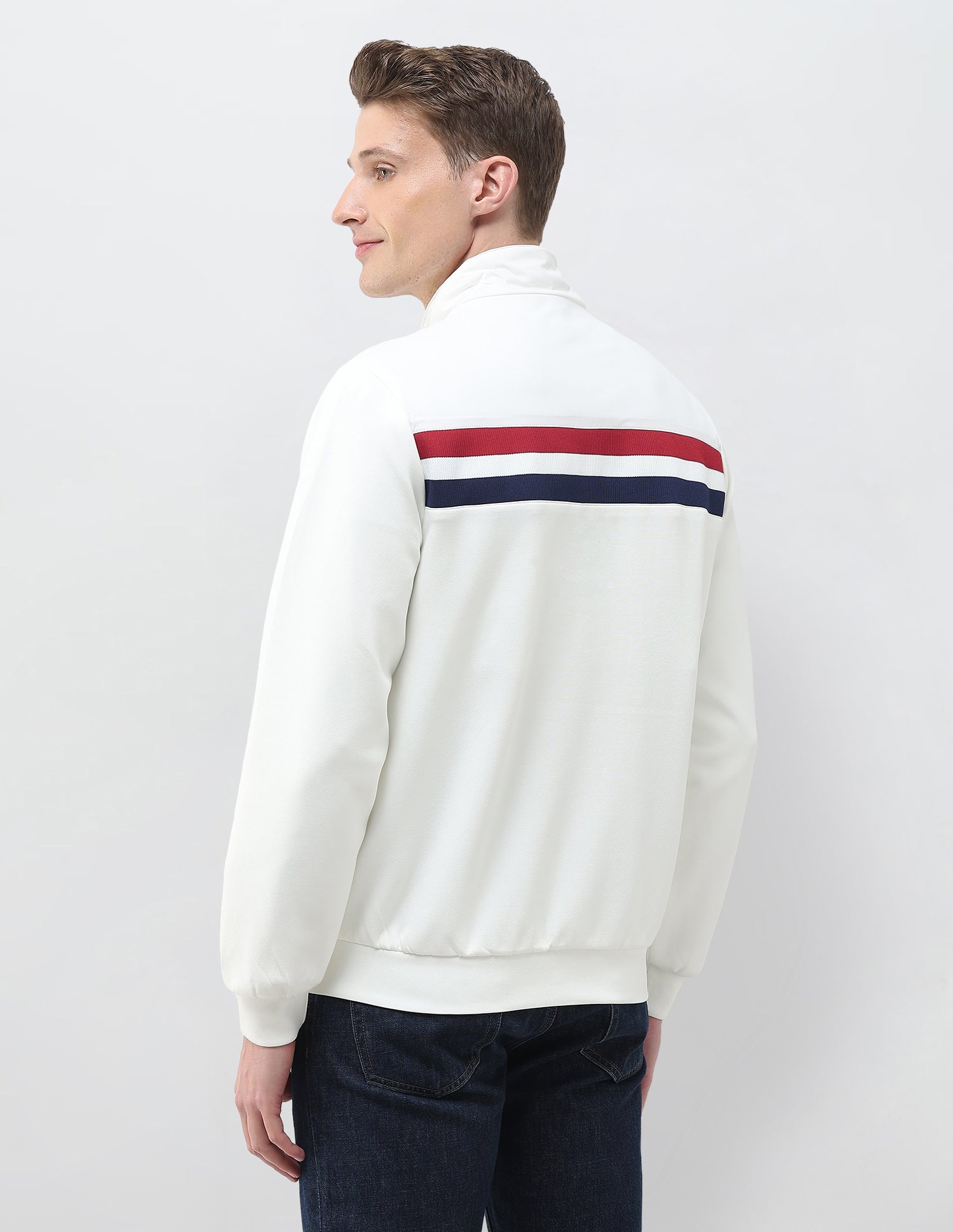 Horizontal Striped Regular Fit Jacket White - U.S. Polo Assn. India | Large