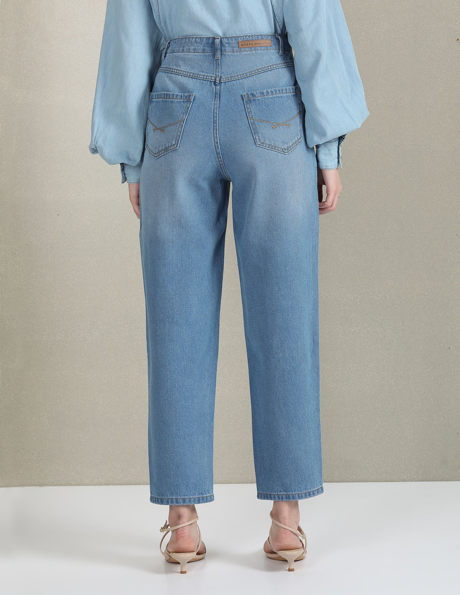 High Rise Distressed Jeans Blue - U.S. POLO ASSN. | Large