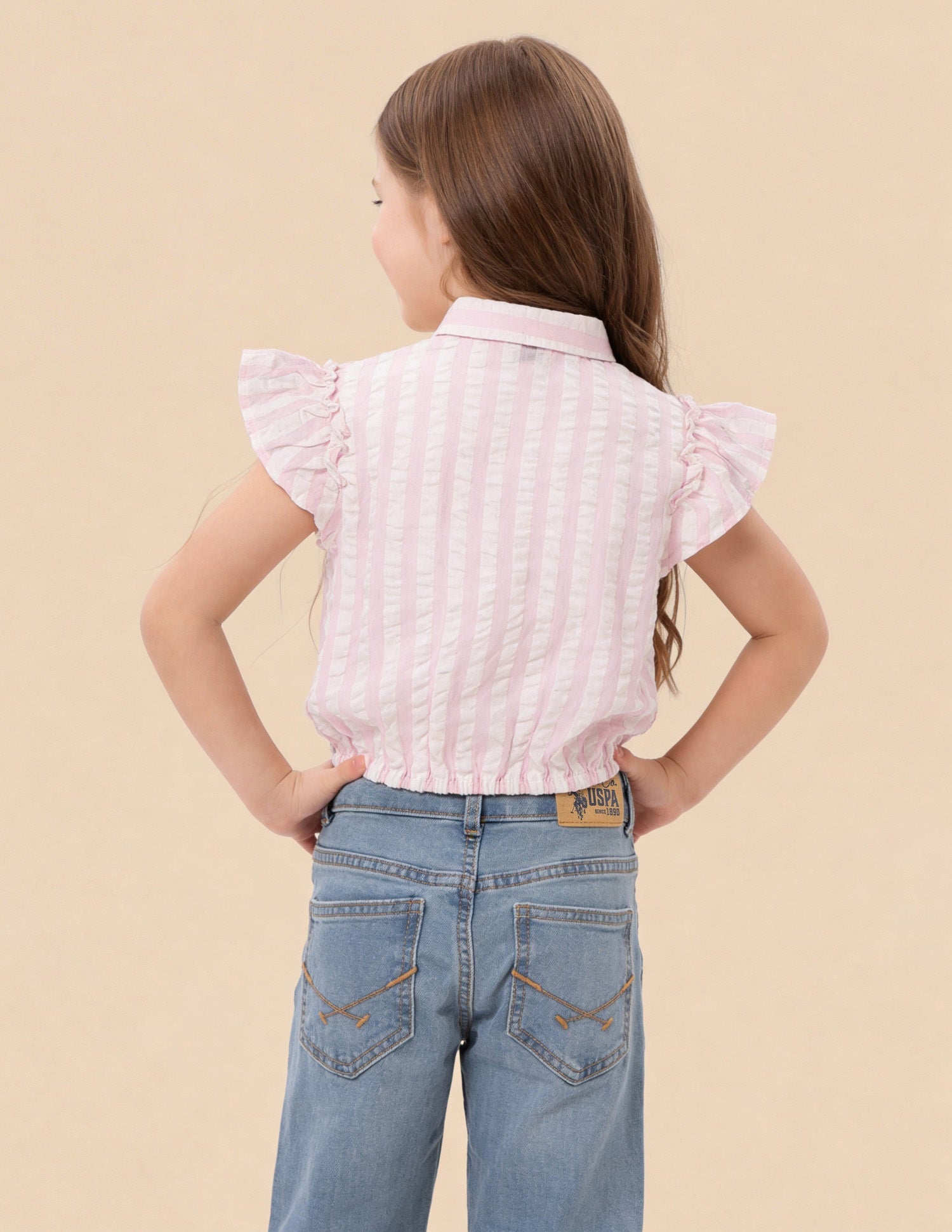 Vertical Striped Regular Fit Top Pink - U.S. Polo Assn. India | Large