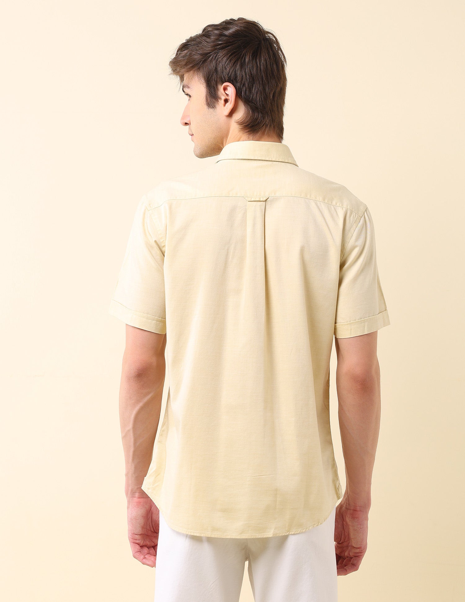 Solid Tailored Fit Pure Cotton Shirt Light Grey - U.S. Polo Assn. India | Large