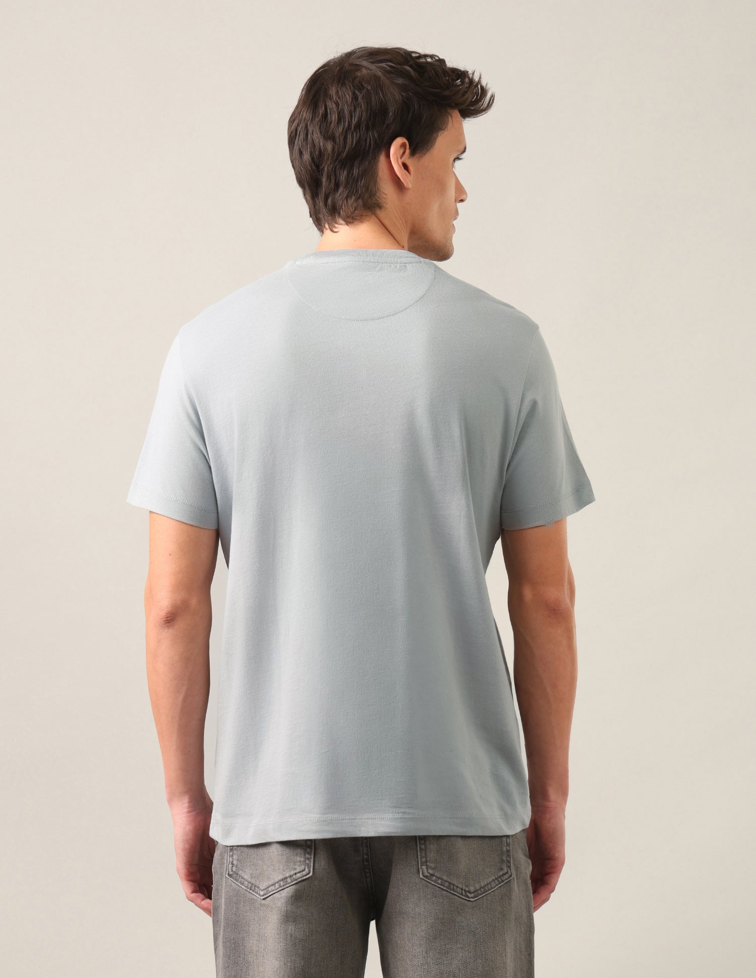Typographic Brand Printed Regular Fit T-Shirt Grey - U.S. Polo Assn. India | Large