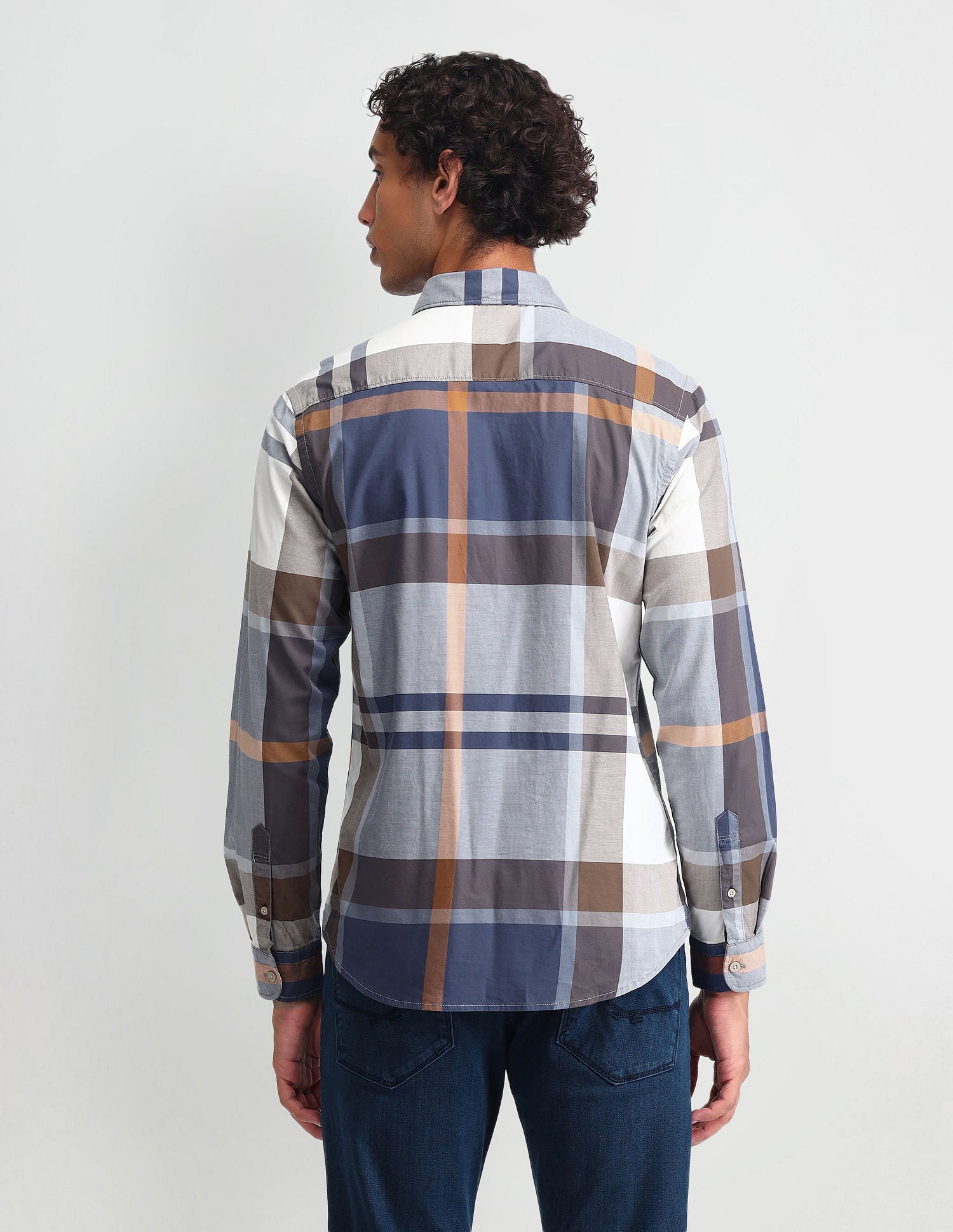 Graph Checked Slim Fit Shirt Light Brown - U.S. Polo Assn. India | Large