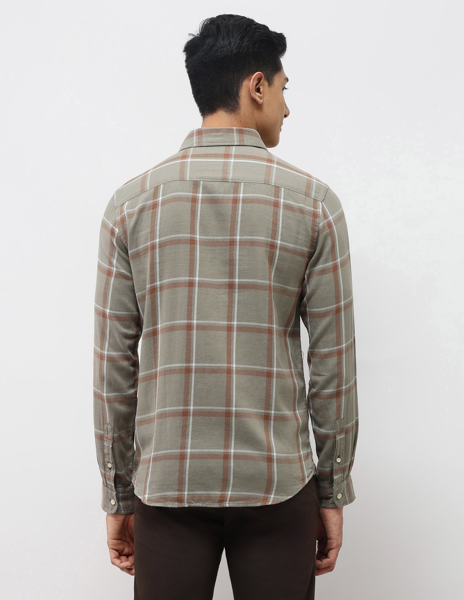 Windowpane Checked Twill Shirt Olive - U.S. Polo Assn. India | Large