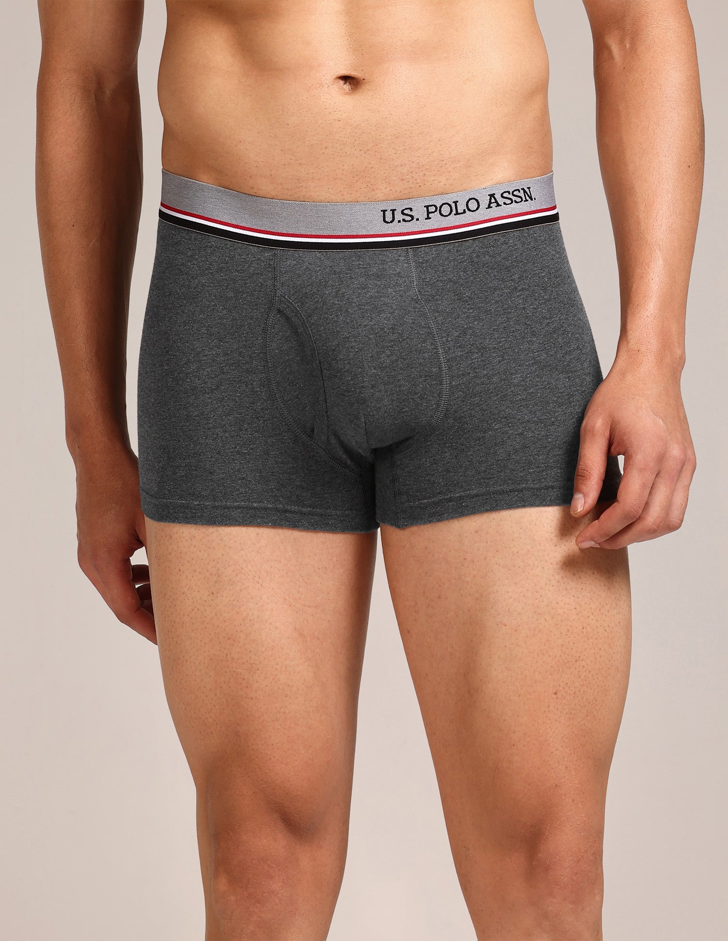 Men's Cotton Trunk - Pack Of 2 Anthra Melange, Black - U.S. Polo Assn. India | Large