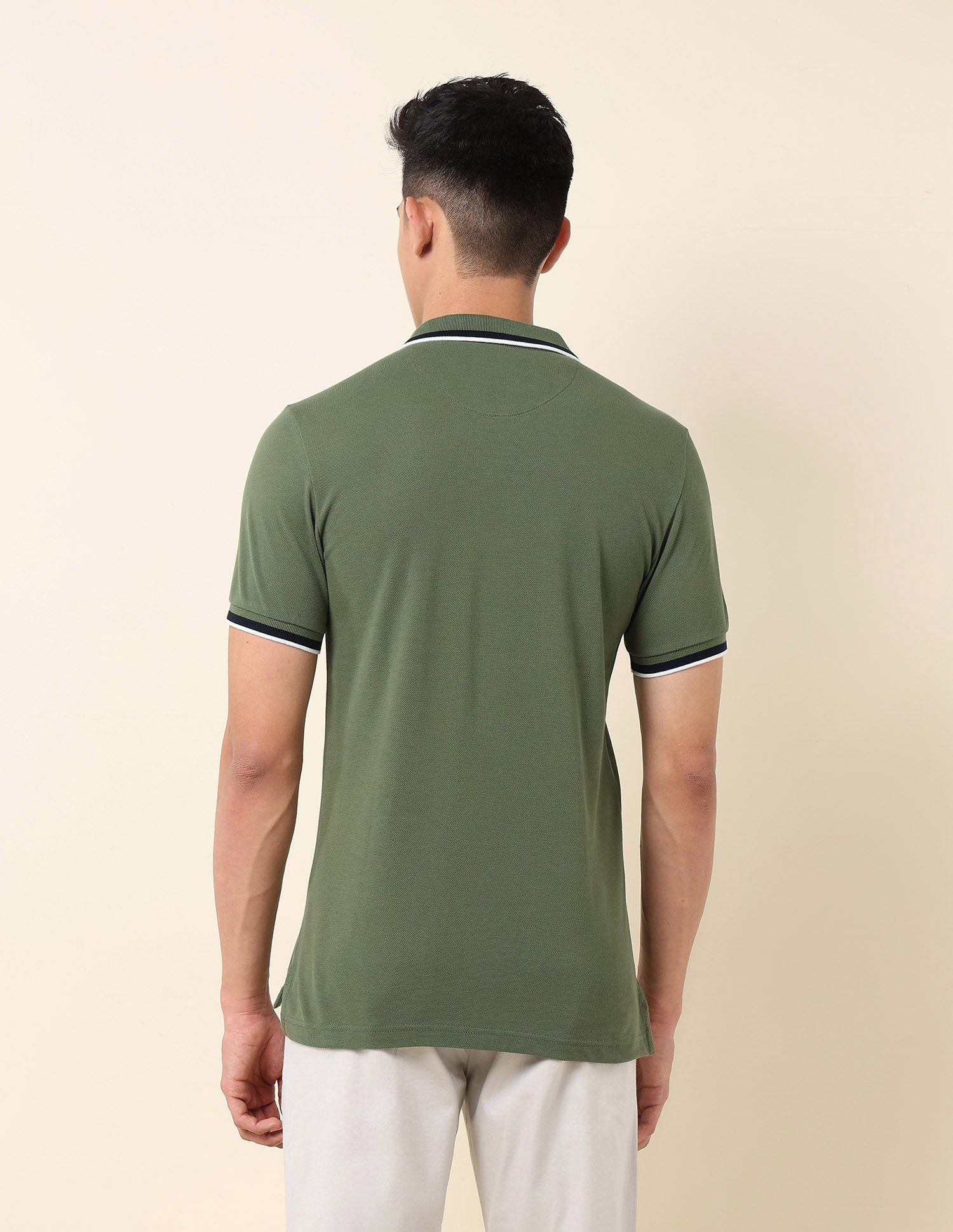 Solid Pure Cotton Polo Shirt Olive - U.S. Polo Assn. India | Large