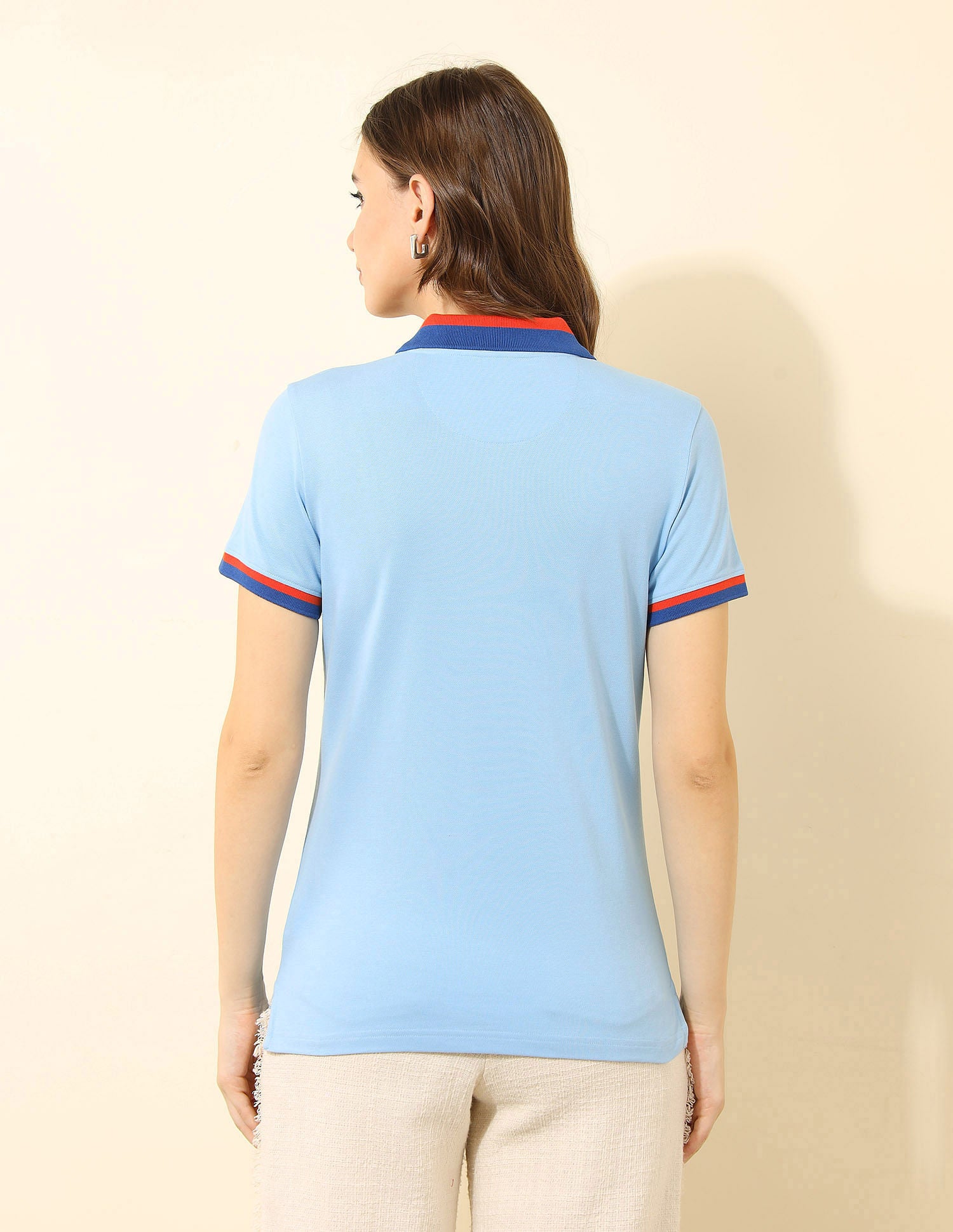 Regular Fit Solid Polo Shirt Light Blue - U.S. Polo Assn. India | Large