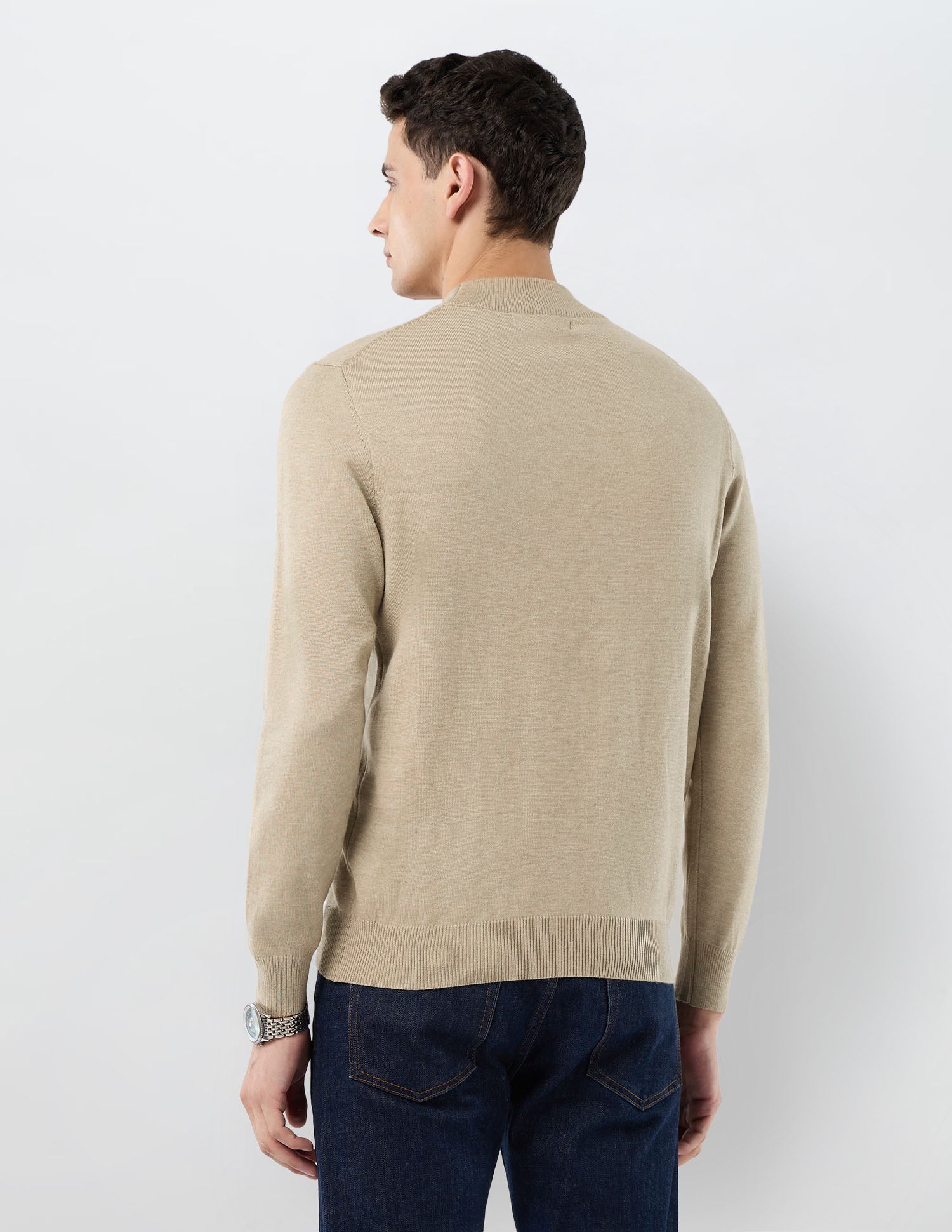 Solid Regular Fit Sweater Beige - U.S. POLO ASSN. | Large