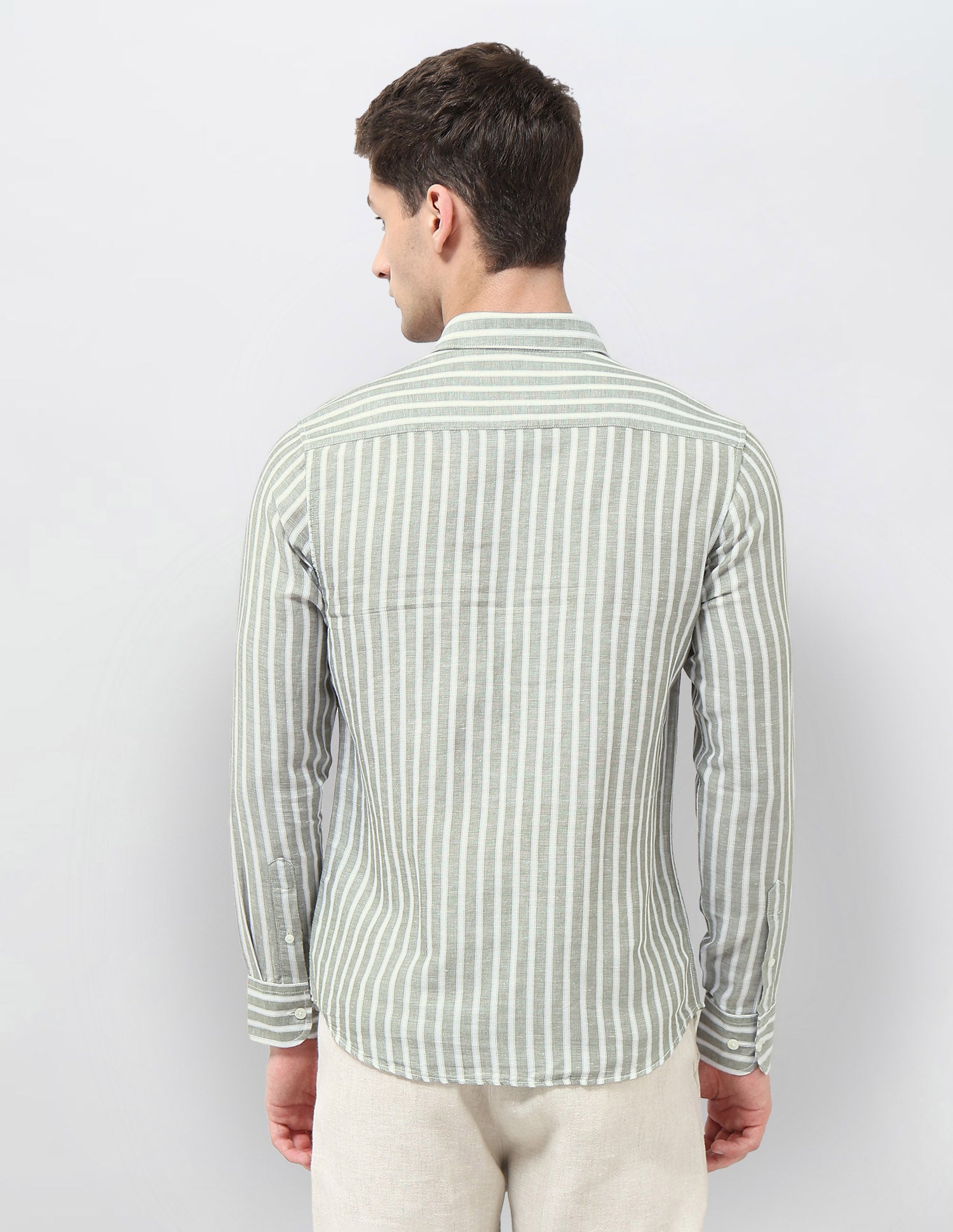 Vertical Striped Tailored Fit Shirt Light Green - U.S. POLO ASSN. | Large