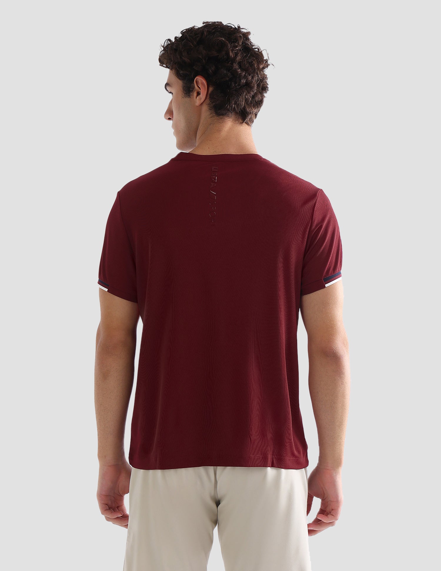 Solid Slim Fit Active T-Shirt Maroon - U.S. Polo Assn. India | Large