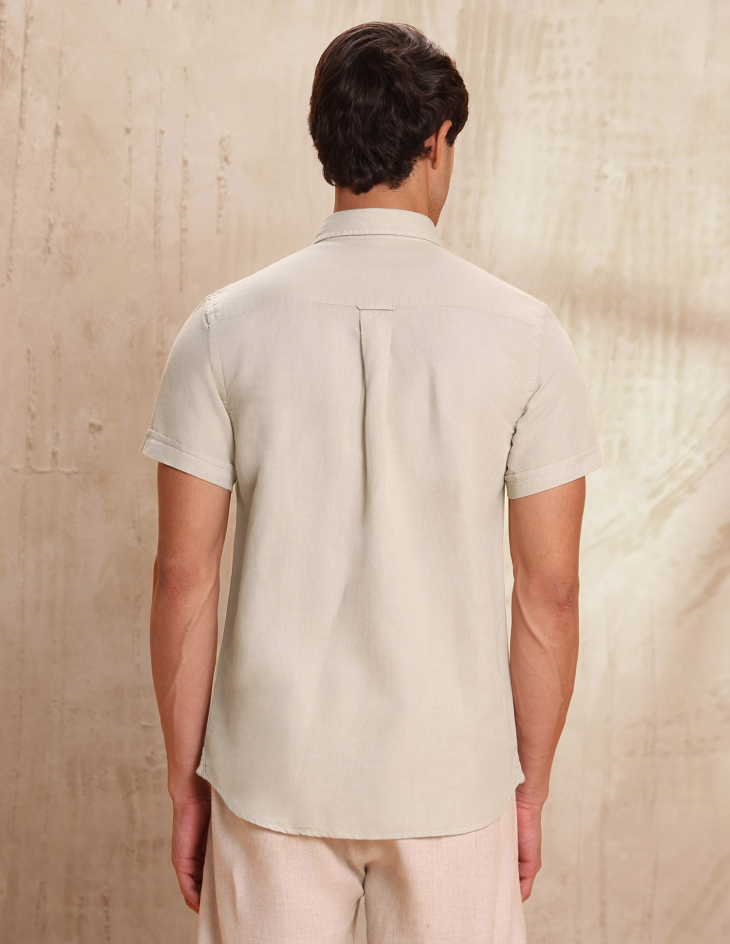 Solid Slim Fit Shirt Beige - U.S. POLO ASSN. | Large