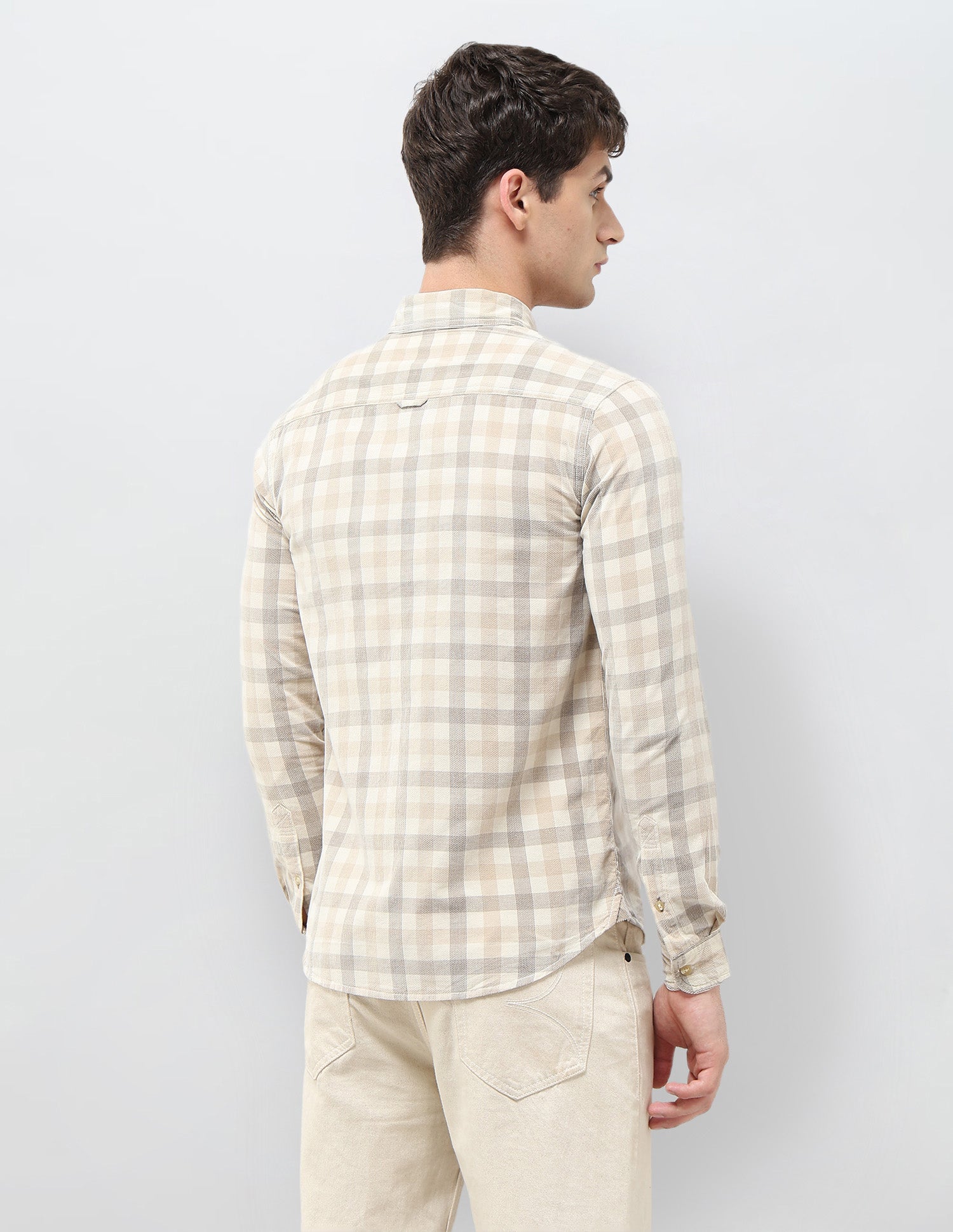 Grid Tattersall Checked Corduroy Shirt Beige - U.S. POLO ASSN. | Large