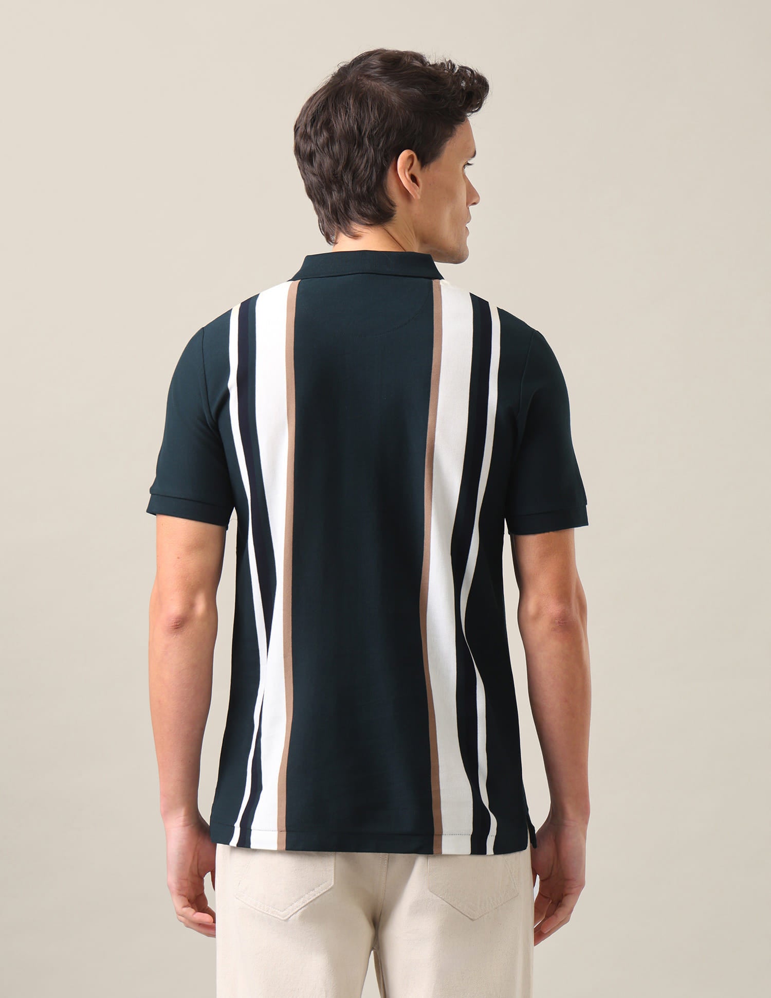 Vertical Striped Slim Fit Polo Shirt Dark Green - U.S. Polo Assn. India | Large