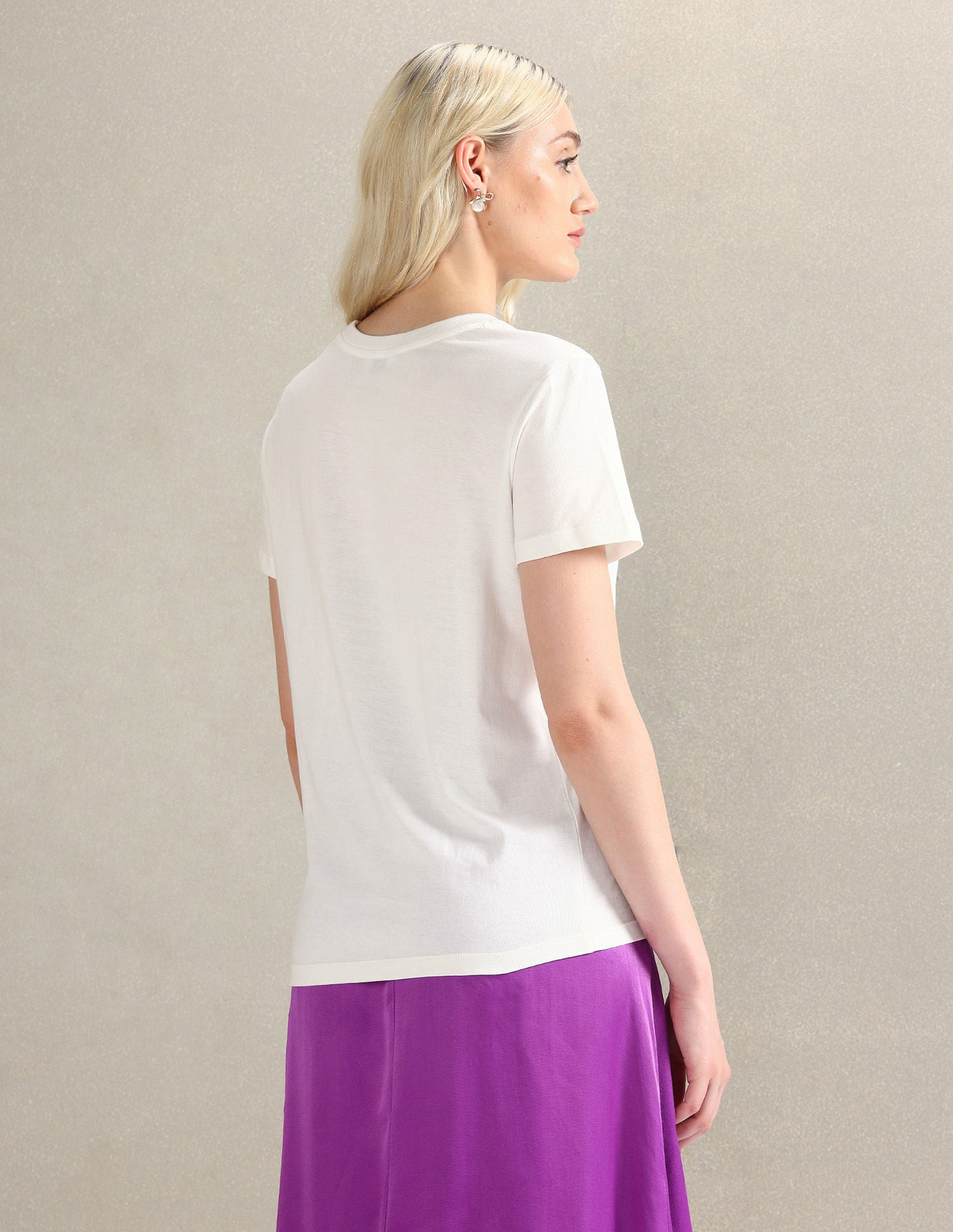 Gold Print Cotton T-Shirt Off White - U.S. POLO ASSN. | Large