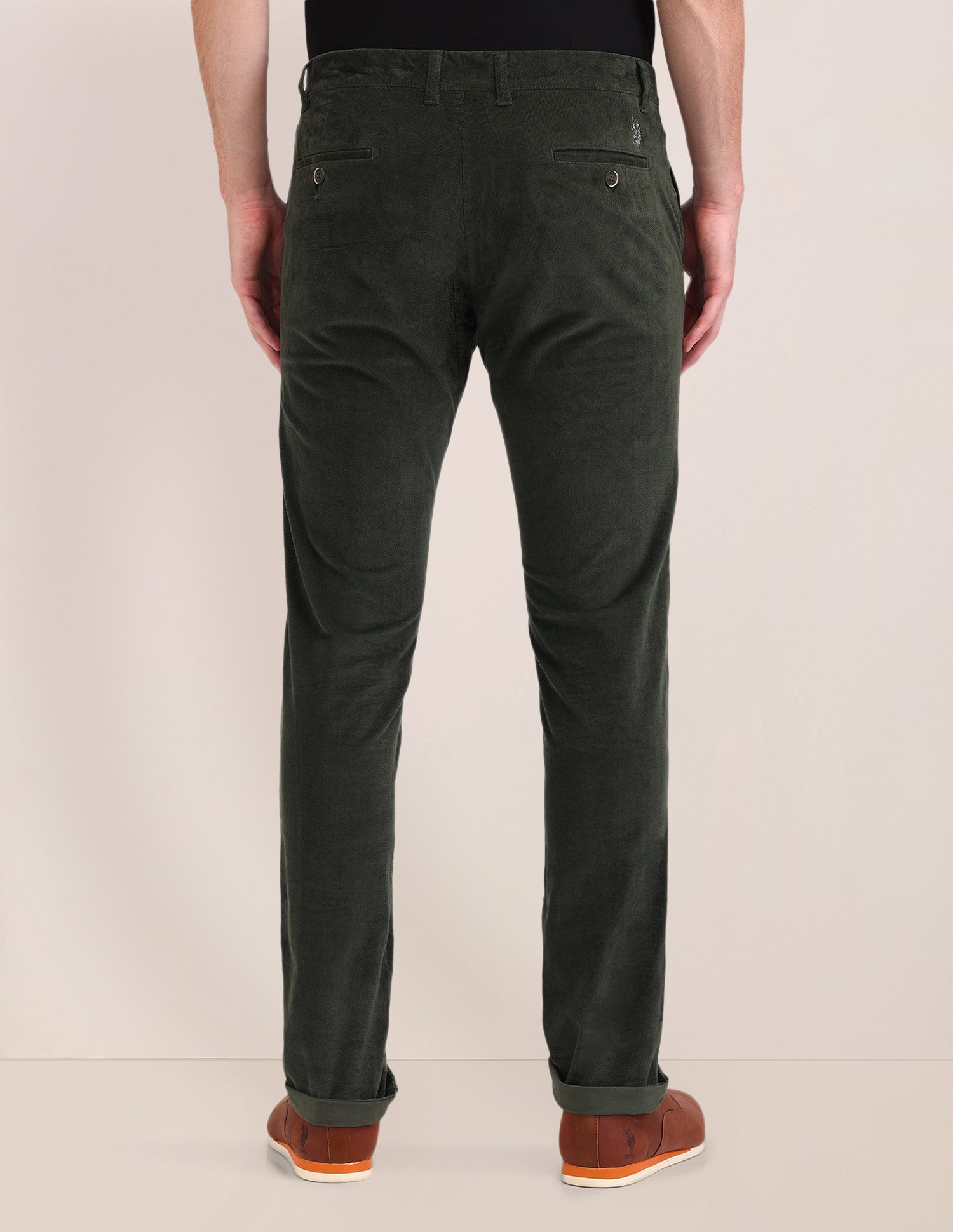 Denver Slim Fit Mid Rise Trousers Olive - U.S. Polo Assn. India | Large