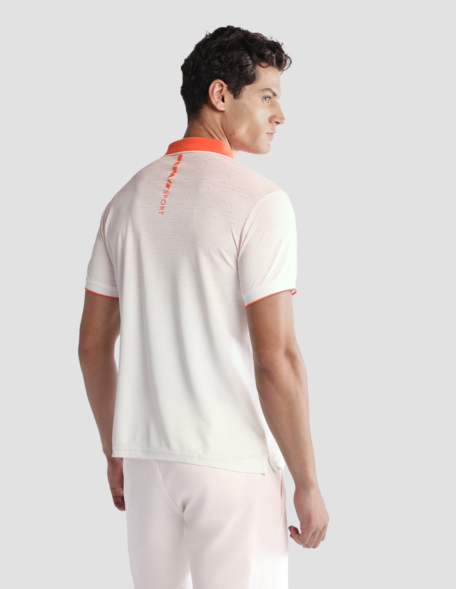 Geometric Printed Regular Fit Active Polo Shirt Orange - U.S. Polo Assn. India | Large