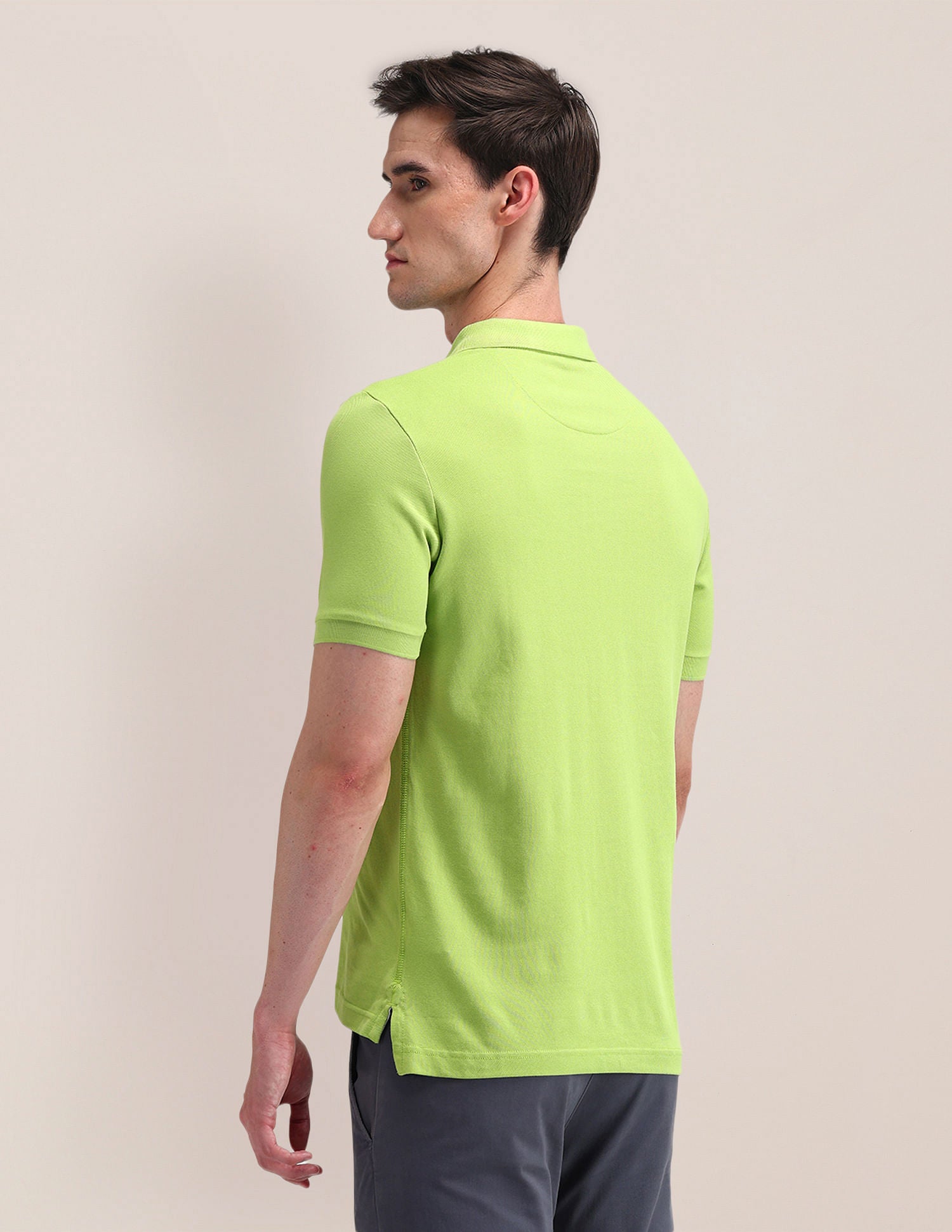 Solid Slim Fit Cotton Polo Shirt Green - U.S. POLO ASSN. | Large