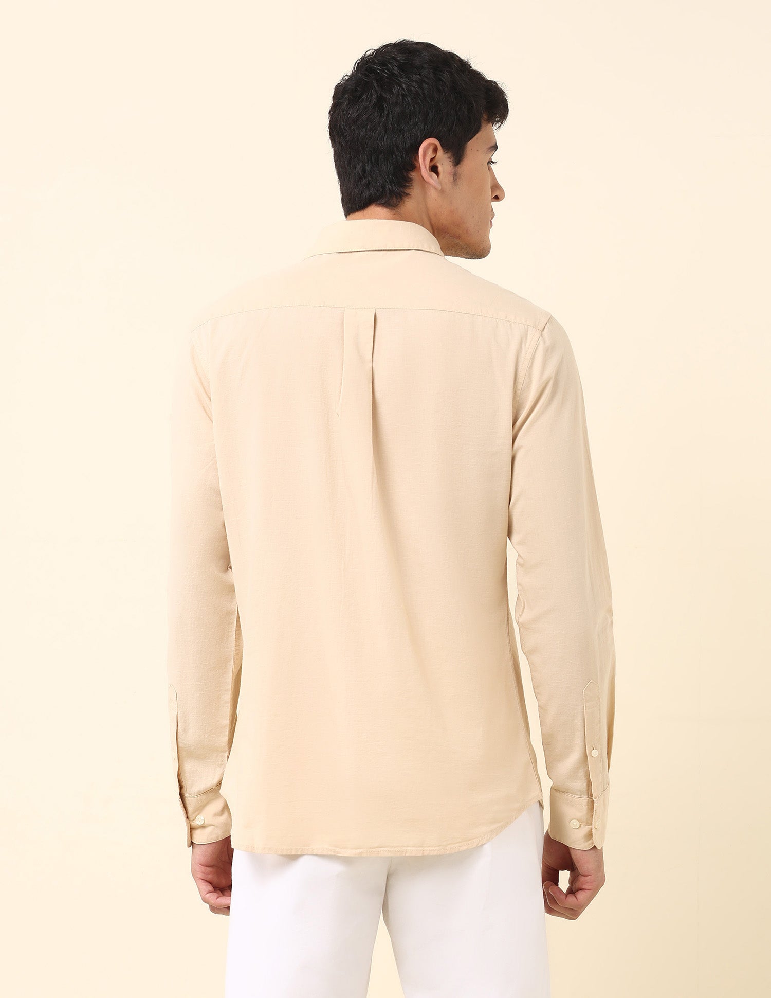 Solid Twill Tailored Fit Shirt Beige - U.S. Polo Assn. India | Large