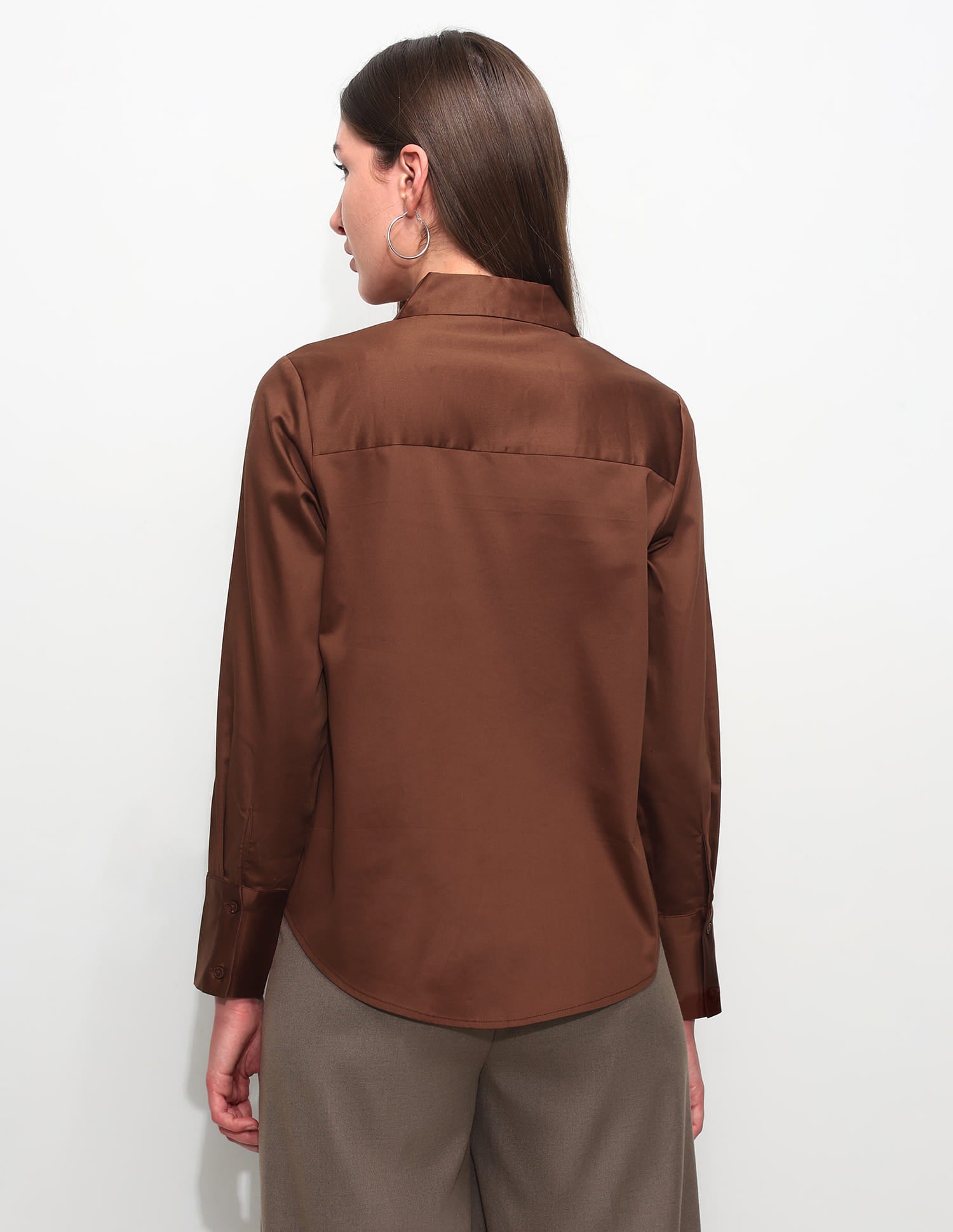 Cotton Sateen Regular Fit Shirt Brown - U.S. Polo Assn. India | Large
