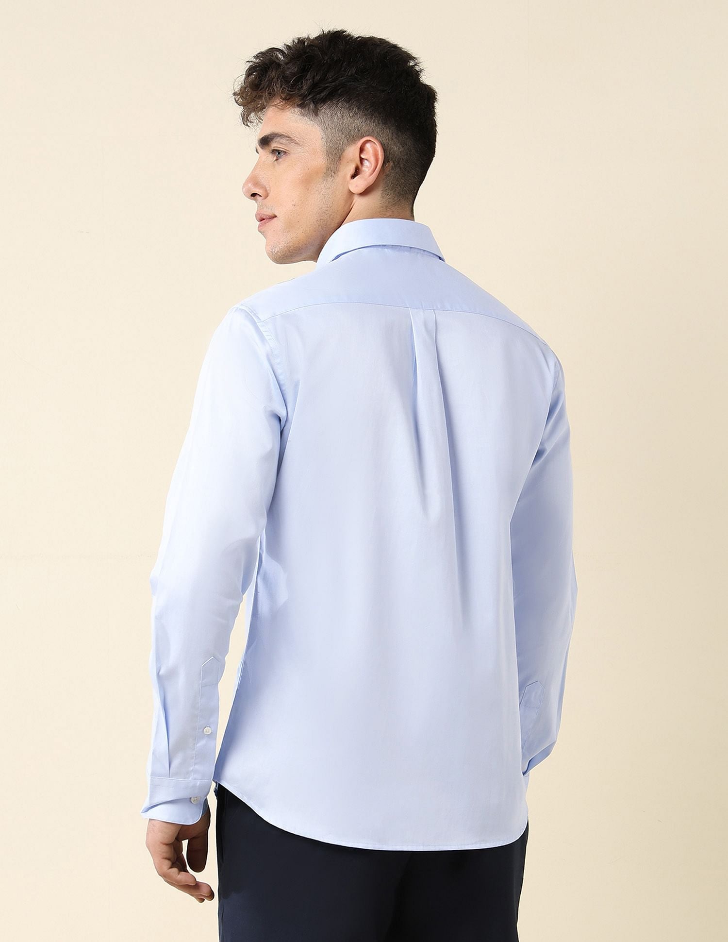 Tailored Fit Satin Shirt Light Blue - U.S. Polo Assn. India | Large