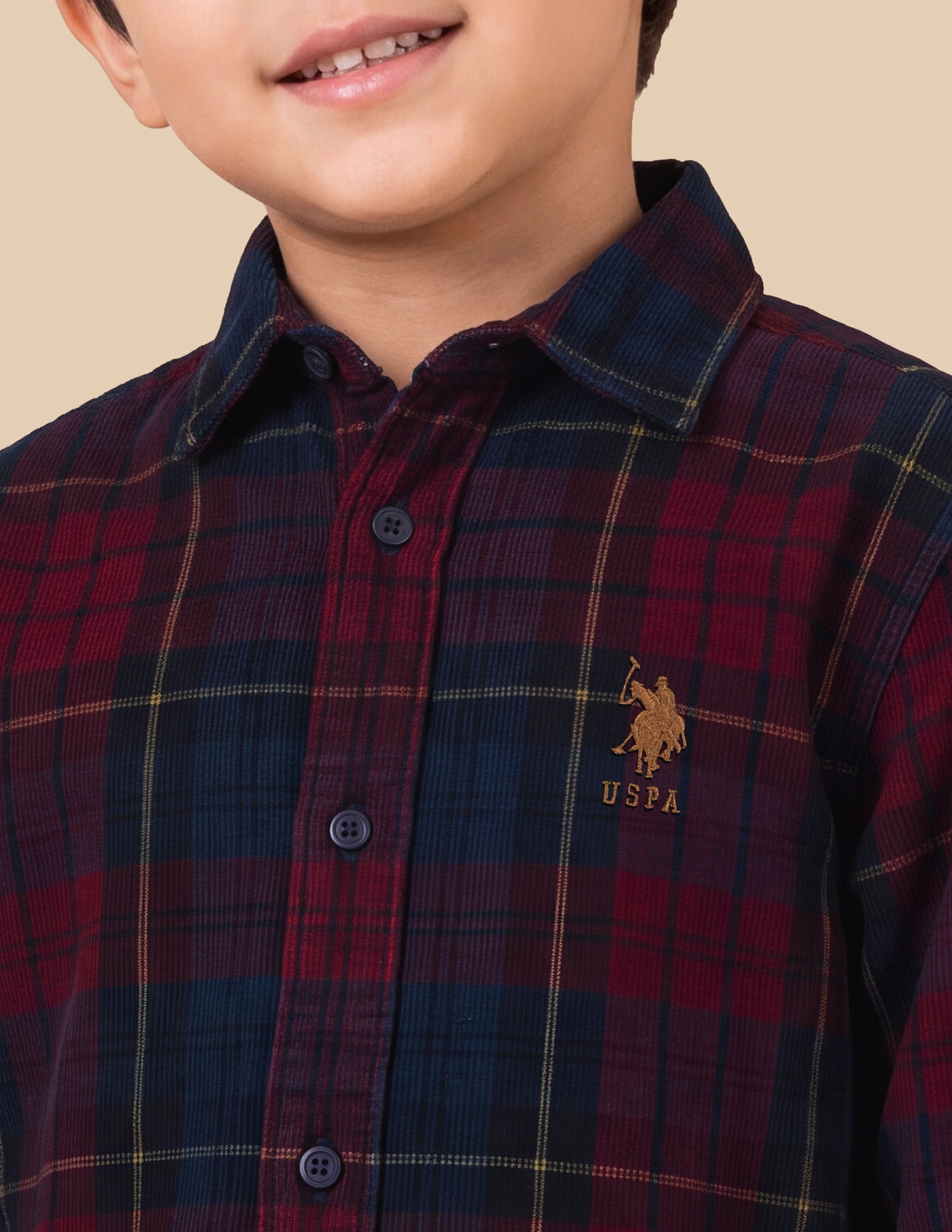 Tartan Checked Corduroy Shirt Red - U.S. Polo Assn. India | Large