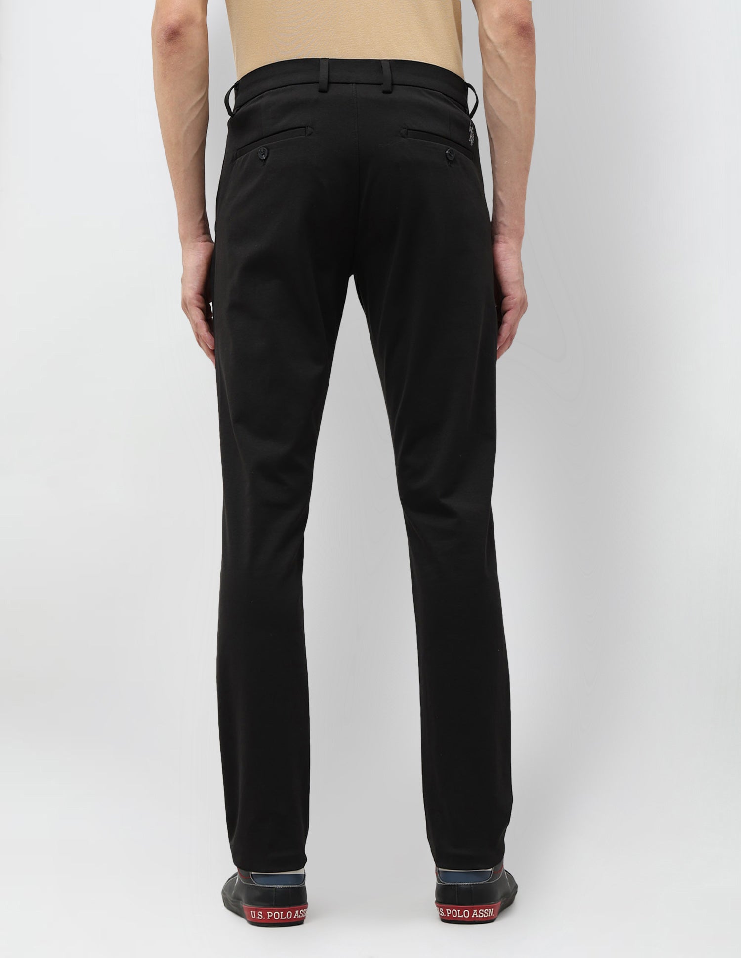Satin Slim Fit Trousers Black - U.S. Polo Assn. India | Large