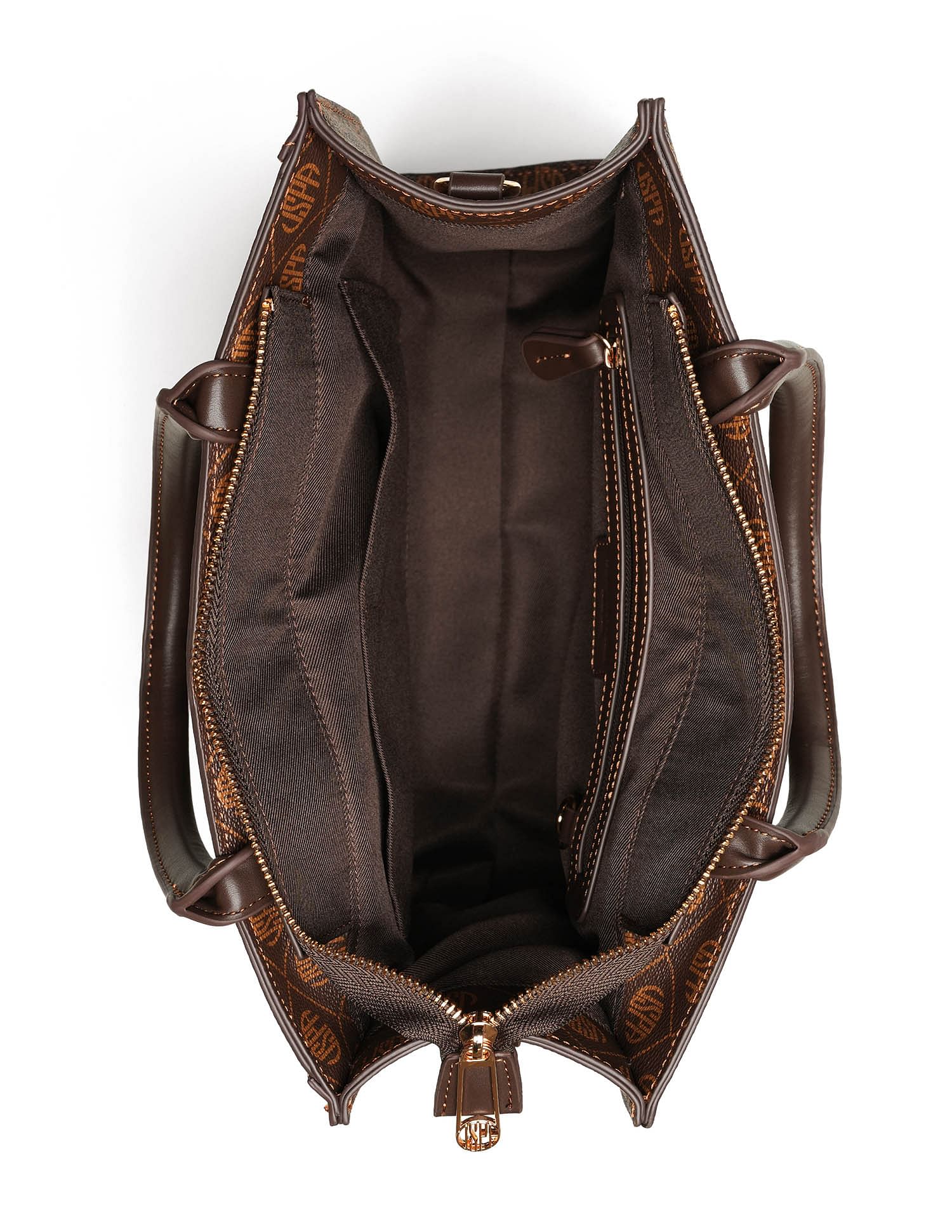 Bernice Monogram Satchel Bag Brown - U.S. Polo Assn. India | Large