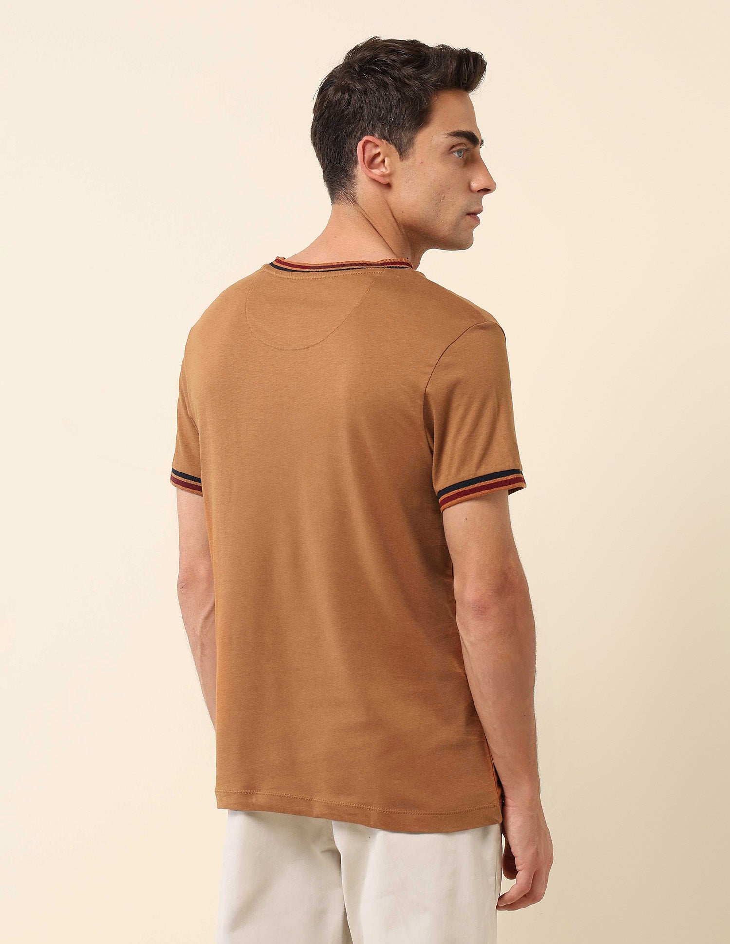 Pure Cotton Slim Fit T- Shirt Brown - U.S. Polo Assn. India | Large