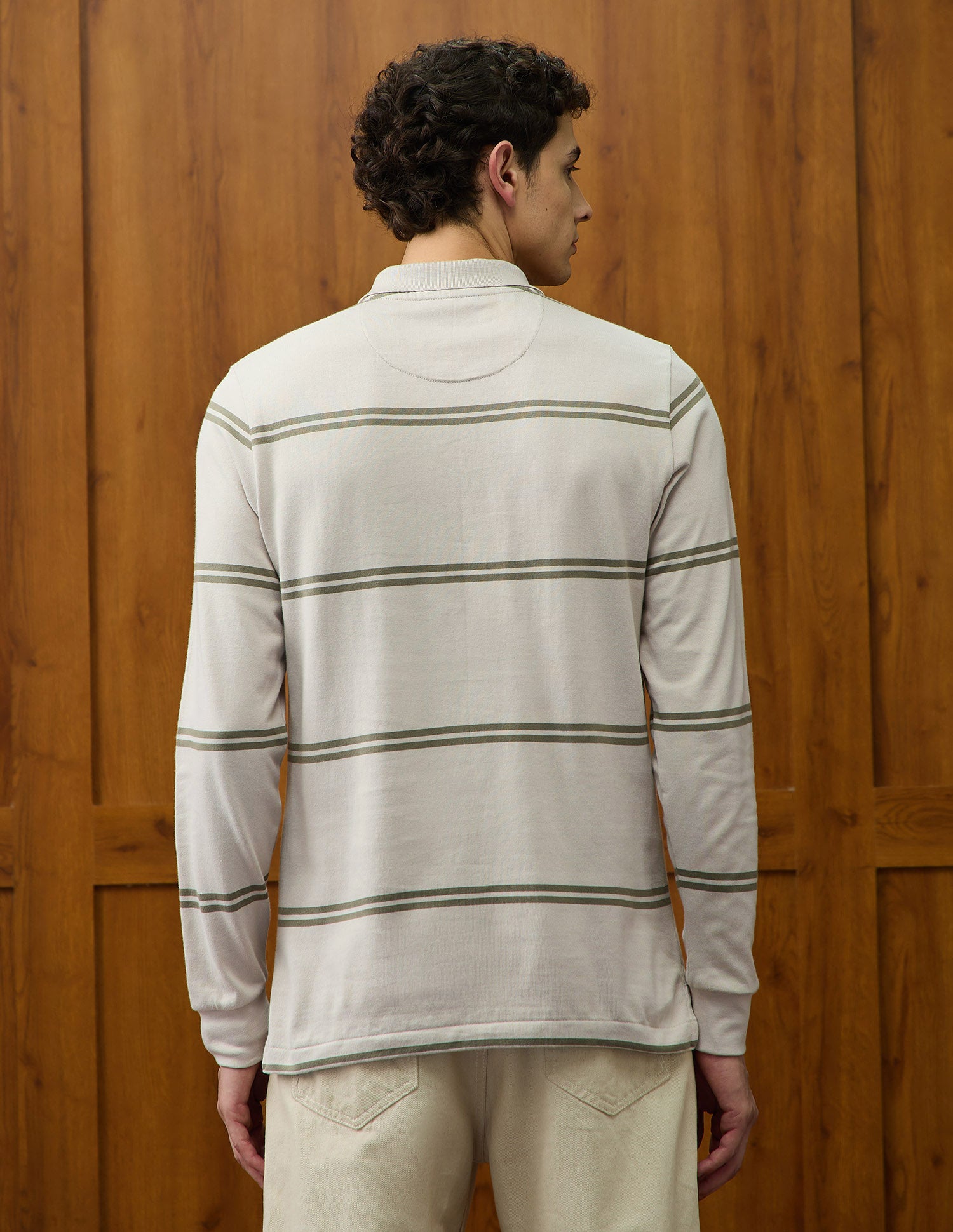 Horizontal Striped Varsity Theatre Polo Shirt Beige - U.S. POLO ASSN. | Large