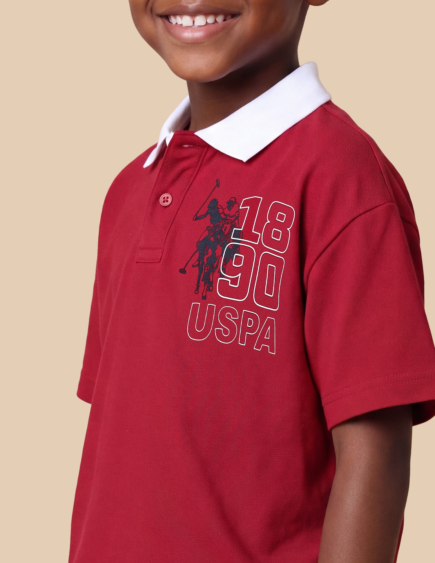 Solid Oversized Fit Polo Shirt Red - U.S. Polo Assn. India | Large