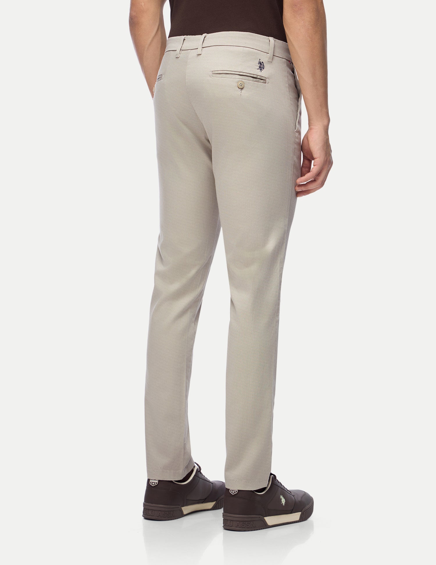 Denver Slim Fit Satin Trousers Beige - U.S. Polo Assn. India | Large