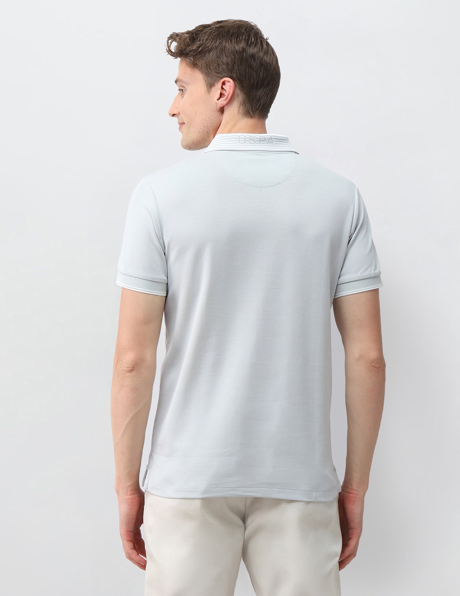 Solid Slim Fit Polo Shirt Light Grey - U.S. Polo Assn. India | Large