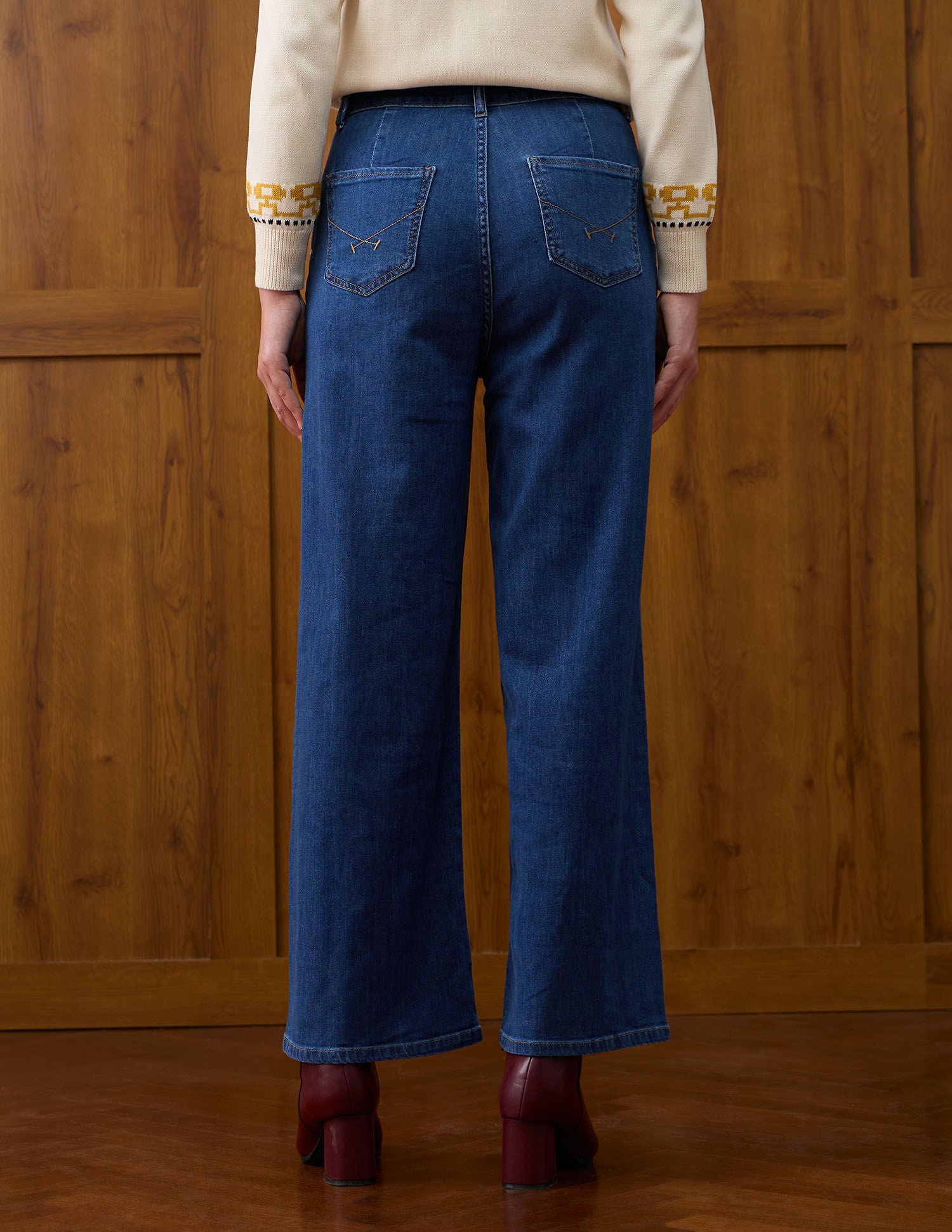 High Rise Wide Leg Fit Jeans Blue - U.S. POLO ASSN. | Large