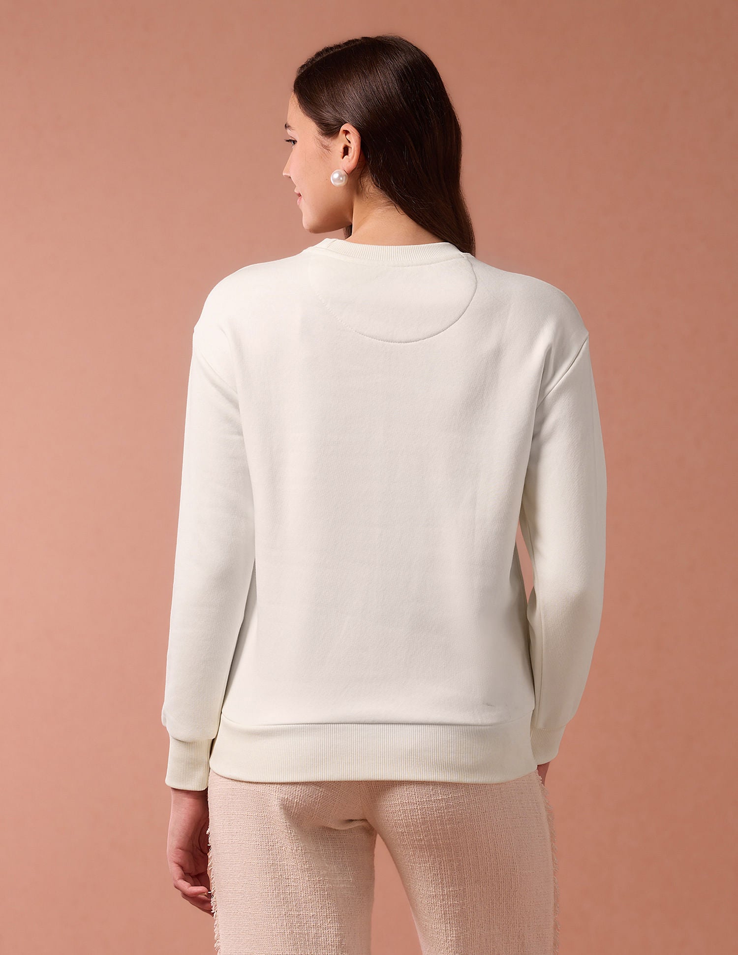 Brand Printed Regular Fit Sweatshirt Cream - U.S. Polo Assn. India | Large