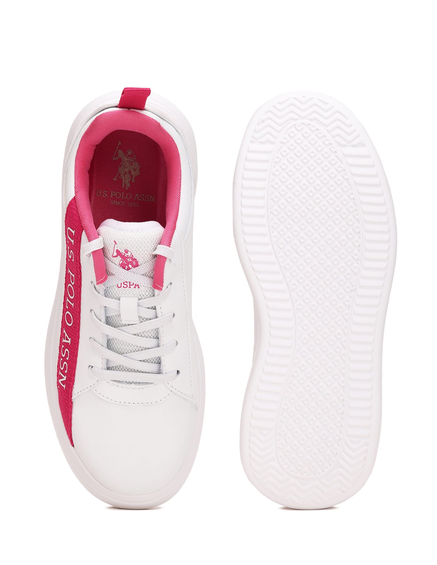 Women Brand Tape Lianna Sneakers White and Pink - U.S. Polo Assn. India | Large