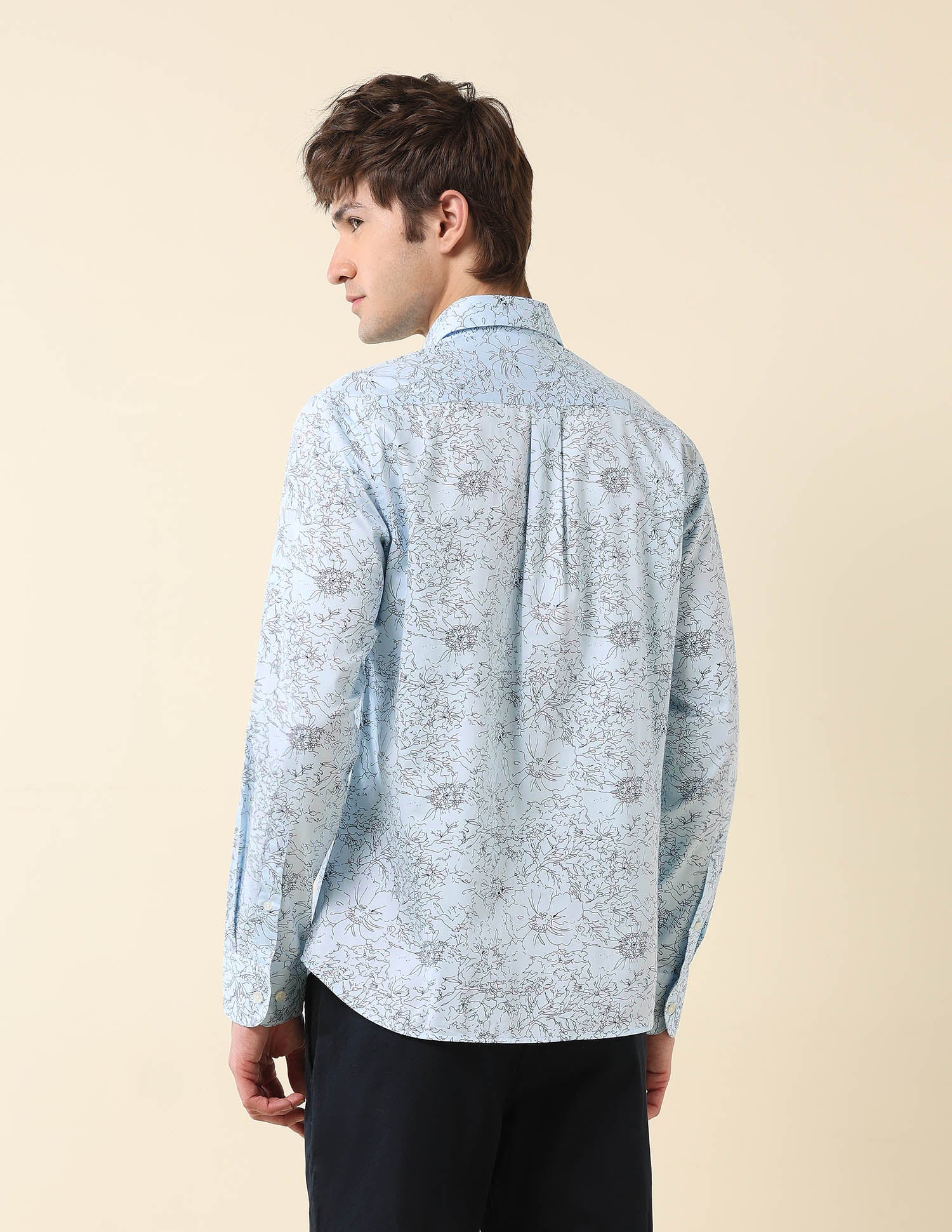 Floral Printed Satin Shirt Light Grey - U.S. Polo Assn. India | Large