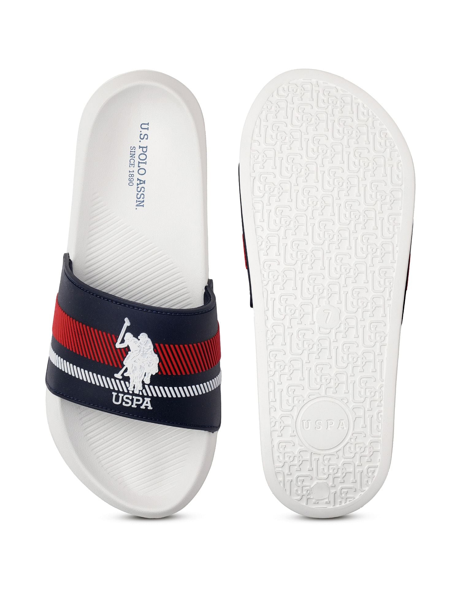Men Rafa Brand Printed Sliders White - U.S. POLO ASSN. | Large