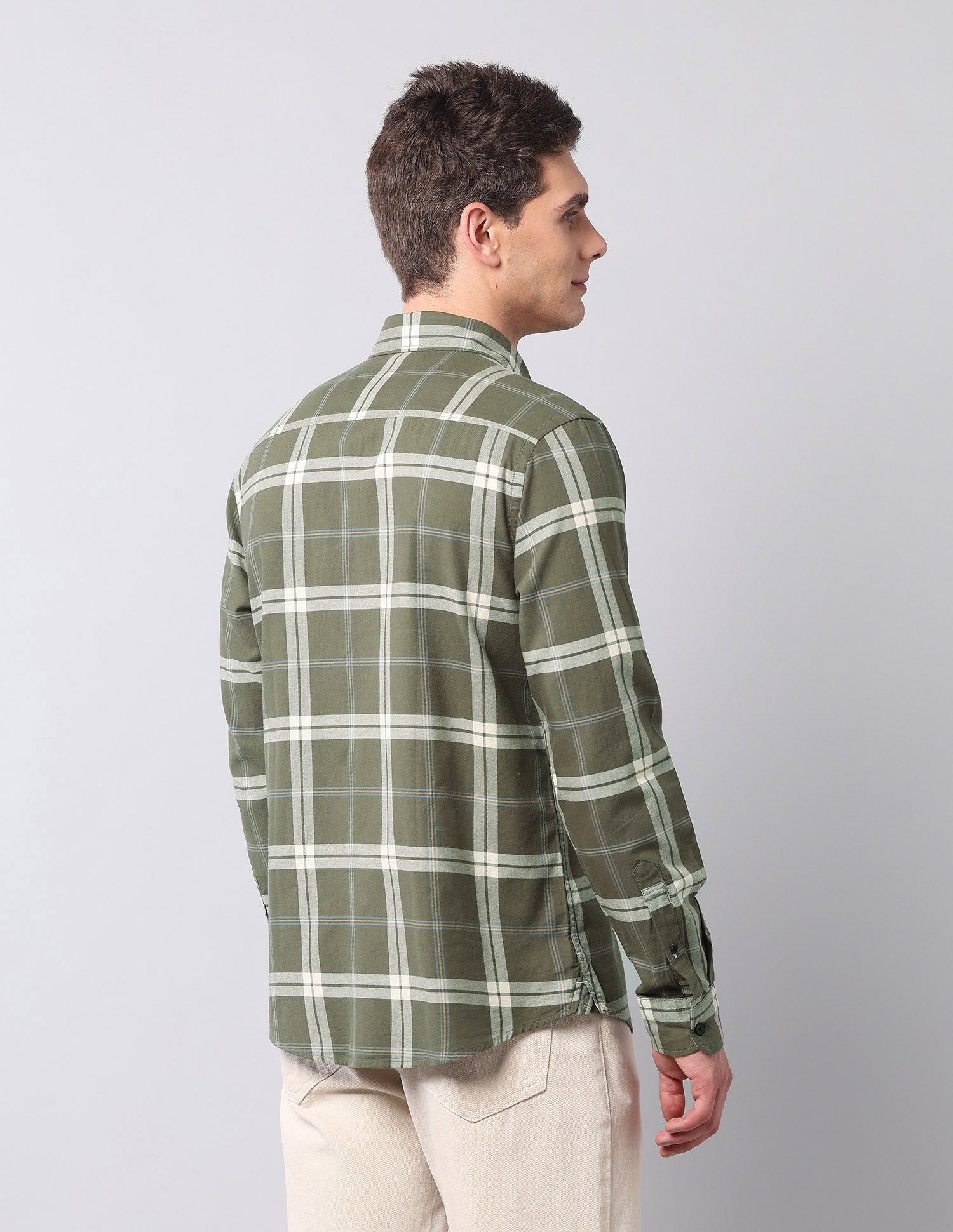 Regular Fit Twill Pure Cotton Shirt Light Olive - U.S. Polo Assn. India | Large