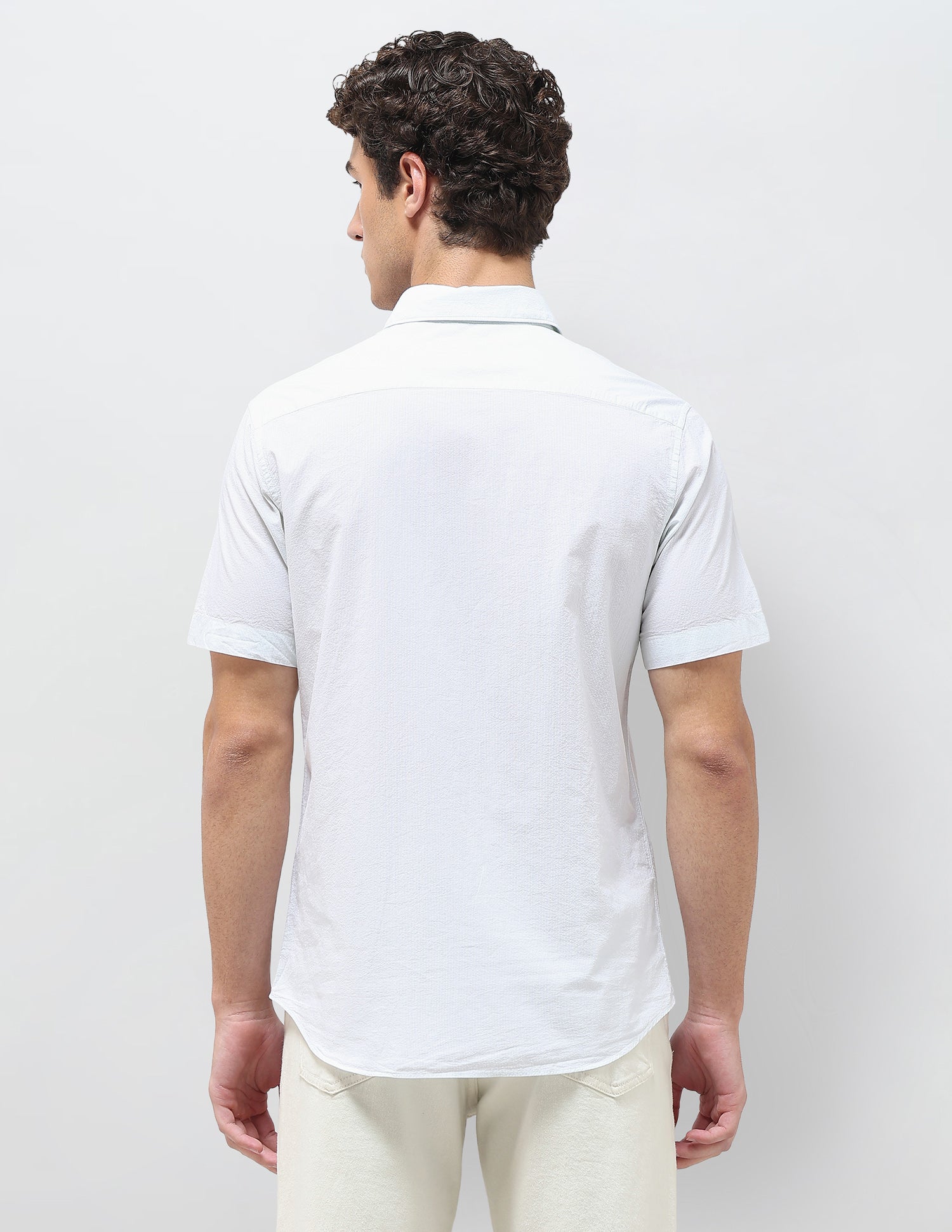 Pinstriped Seersucker Shirt Light Green - U.S. Polo Assn. India | Large