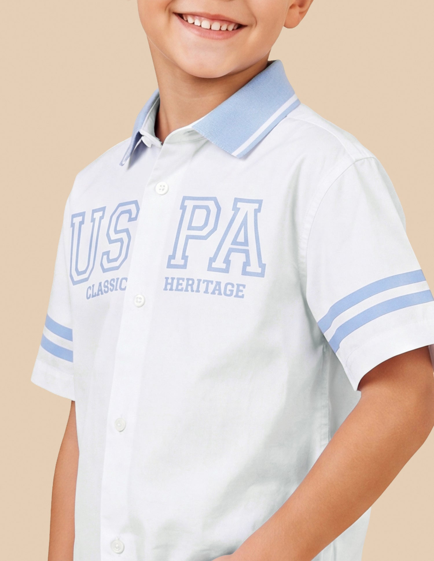 Brand Printed Boxy Fit Shirt White - U.S. Polo Assn. India | Large