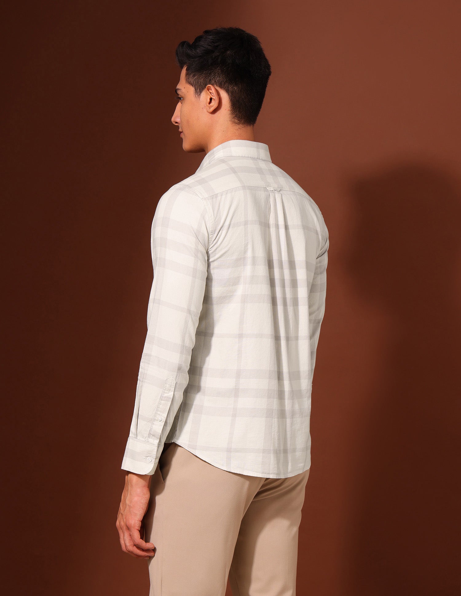 Grid Tattersall Checked Pure Cotton Shirt Khaki - U.S. Polo Assn. India | Large