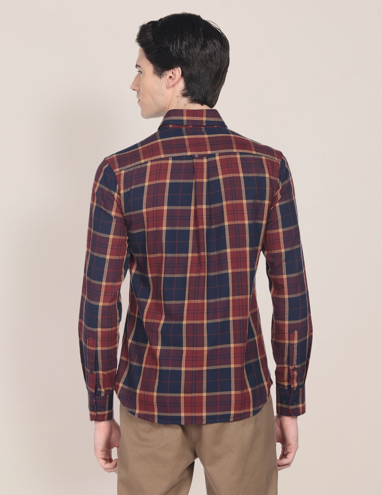 Plaid Check Twill Casual Shirt Maroon - U.S. Polo Assn. India | Large